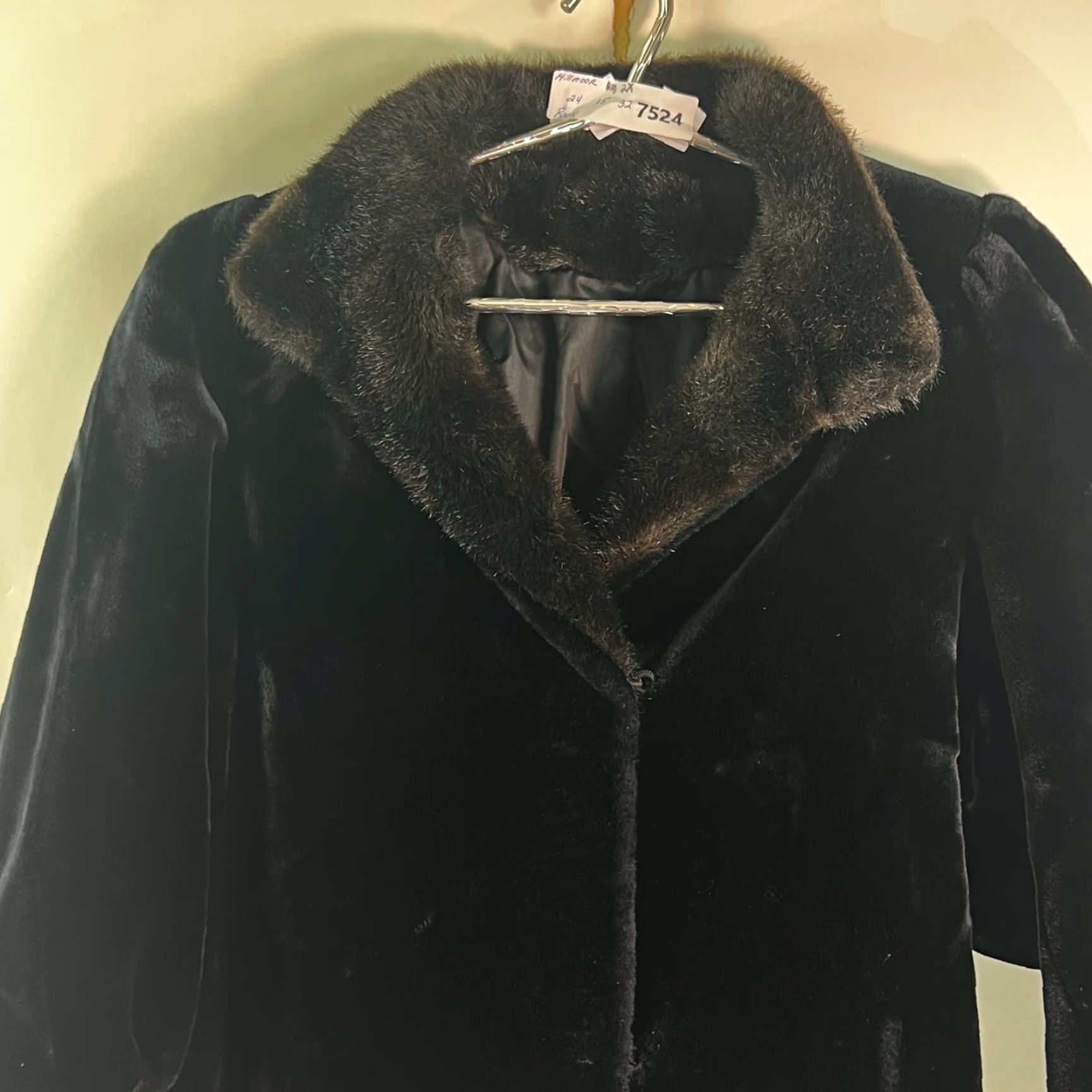 Vintage VINTAGE Hillmoor NY 1950s Women's Faux Fur Coat Collared XL Black Classic Style Size XL / US 12-14 / IT 48-50 - 2 Thumbnail