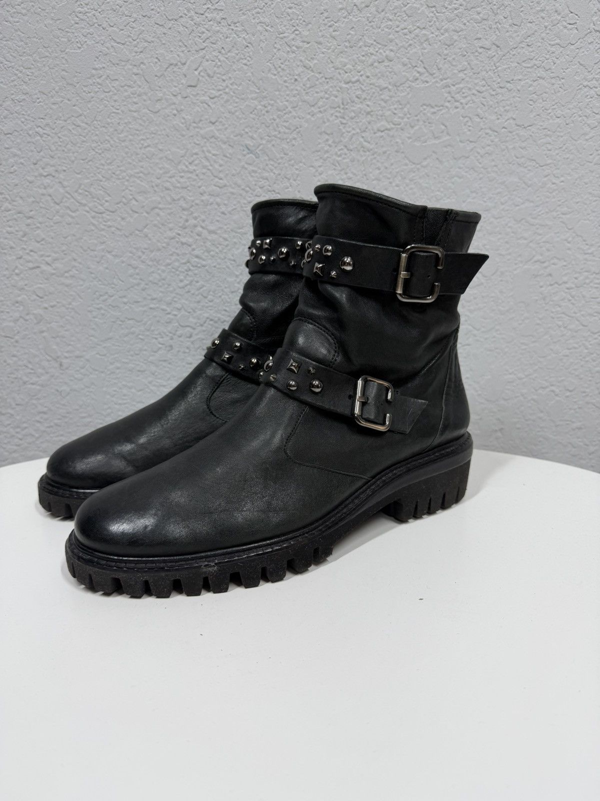 A.S.98 AS 98 Vibe Artisan Black Leather Side Zip Ankle Biker Boots Size US 8 / EU 41 - 6 Thumbnail