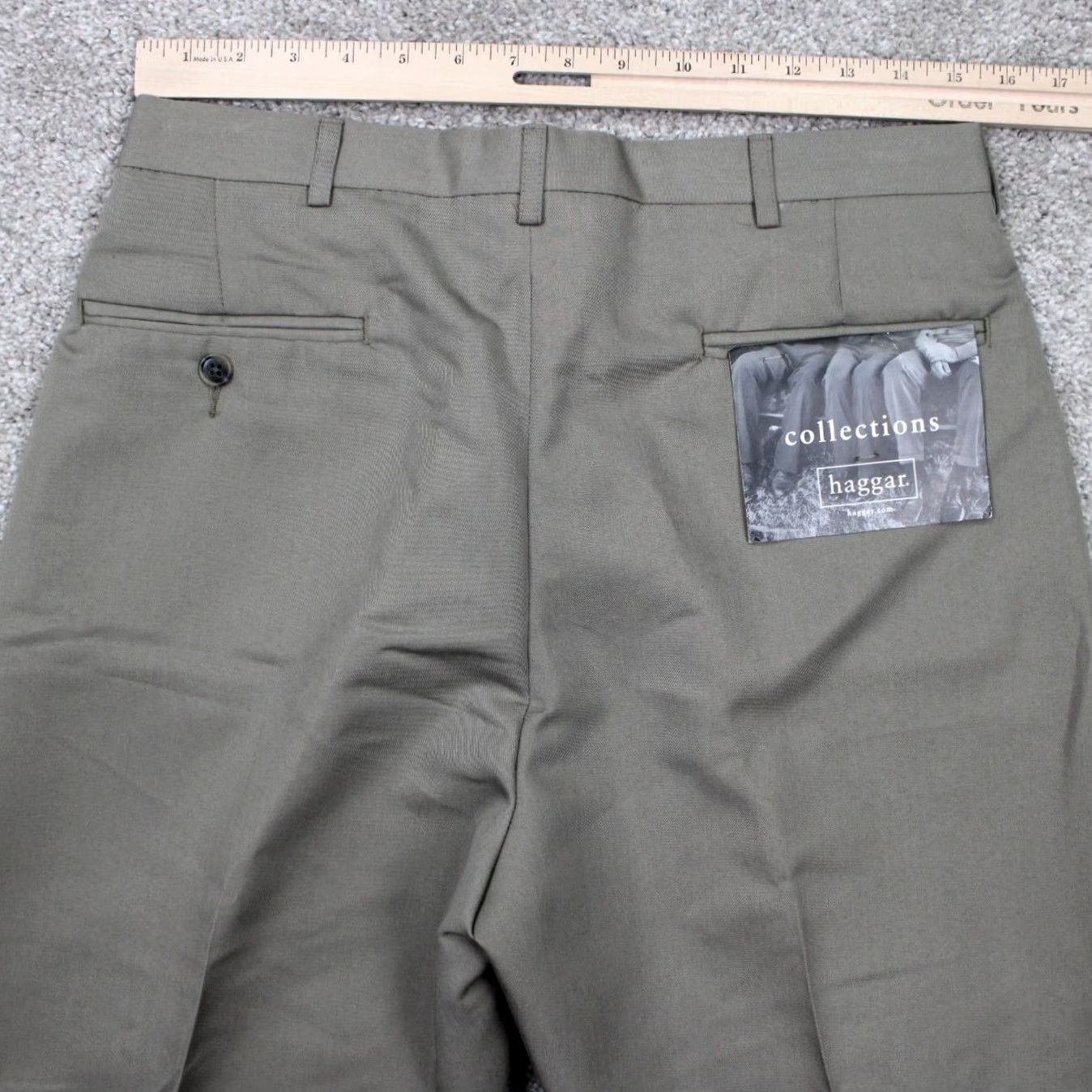 Haggar Haggar Dress Pants Mens 32x30 Beige Pleated Cuffed Polyester Blend NWT Regular Rise Straight Fit Front Zipper Button Pocket Size US 32 / EU 48 - 7 Thumbnail