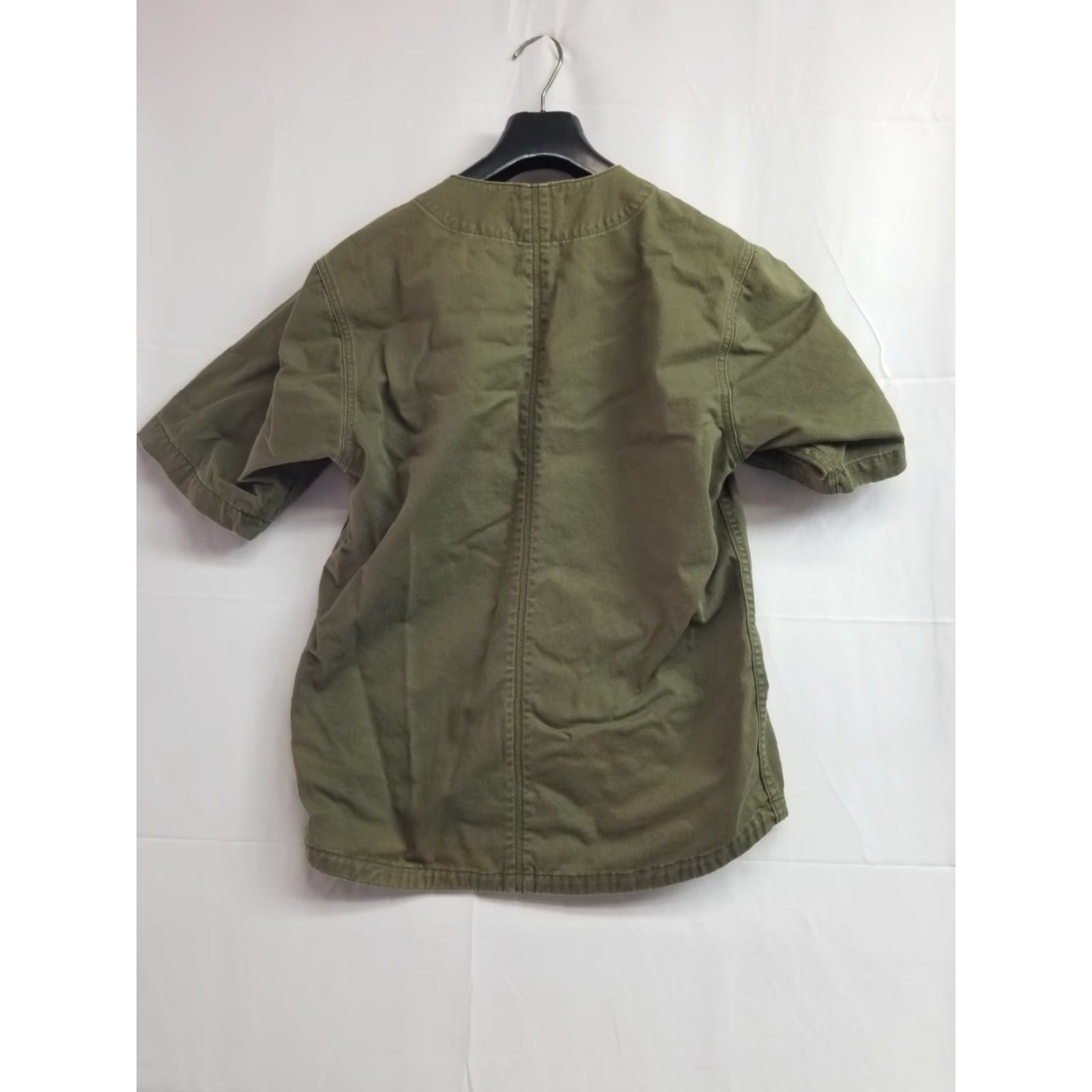 Vintage Imperfects Canvas Short Sleeve Button Jacket M Green USA Chore Workwear Ranch Farmers Men Size US 31 - 2 Thumbnail
