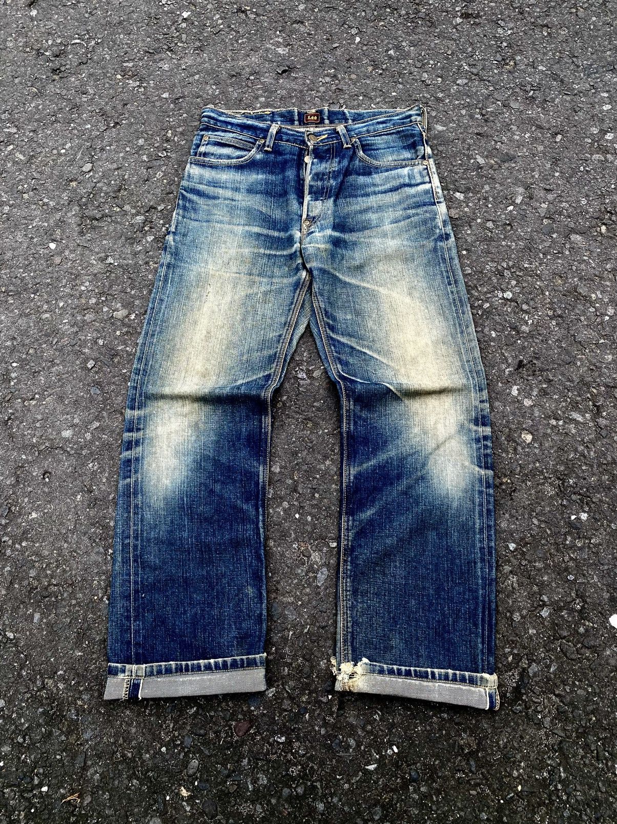 Lee Vtg Lee Half Selvedge Distressed Denim Mud Wash🇯🇵 Size US 32 / EU 48 - 1 Thumbnail