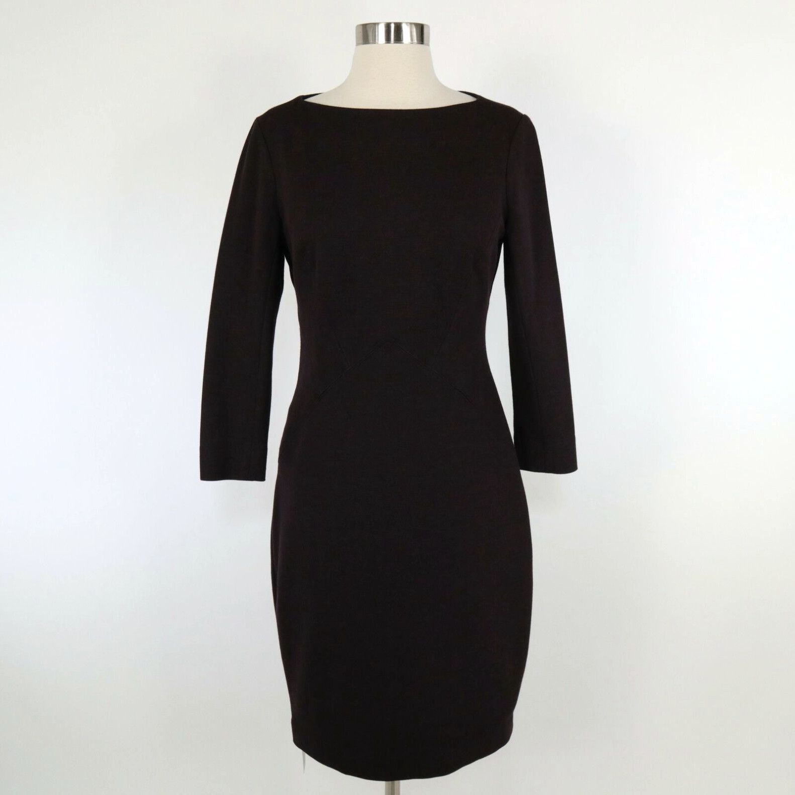 image of Vintage Mm.lafleur Sheath Dress The Angela 4 New Textured Ponte Lava Brown Red Career in White, Wom