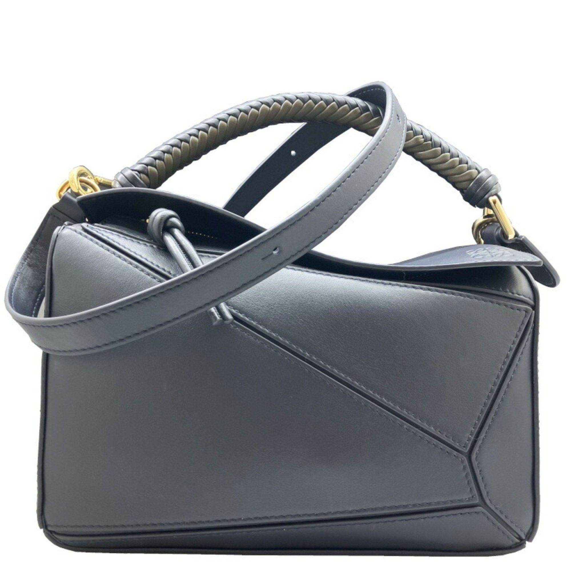 Loewe Puzzle Bag Small Smooth Navy Shoulder Tote Handbag Blue Men's Anagram Women's