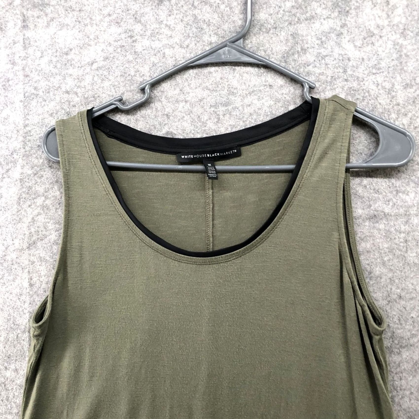 White House Black Market White House Black Market Tank Top Womens M Green Jersey Knit Chiffon Hem Shirttail? Size M / US 6-8 / IT 42-44 - 3 Thumbnail