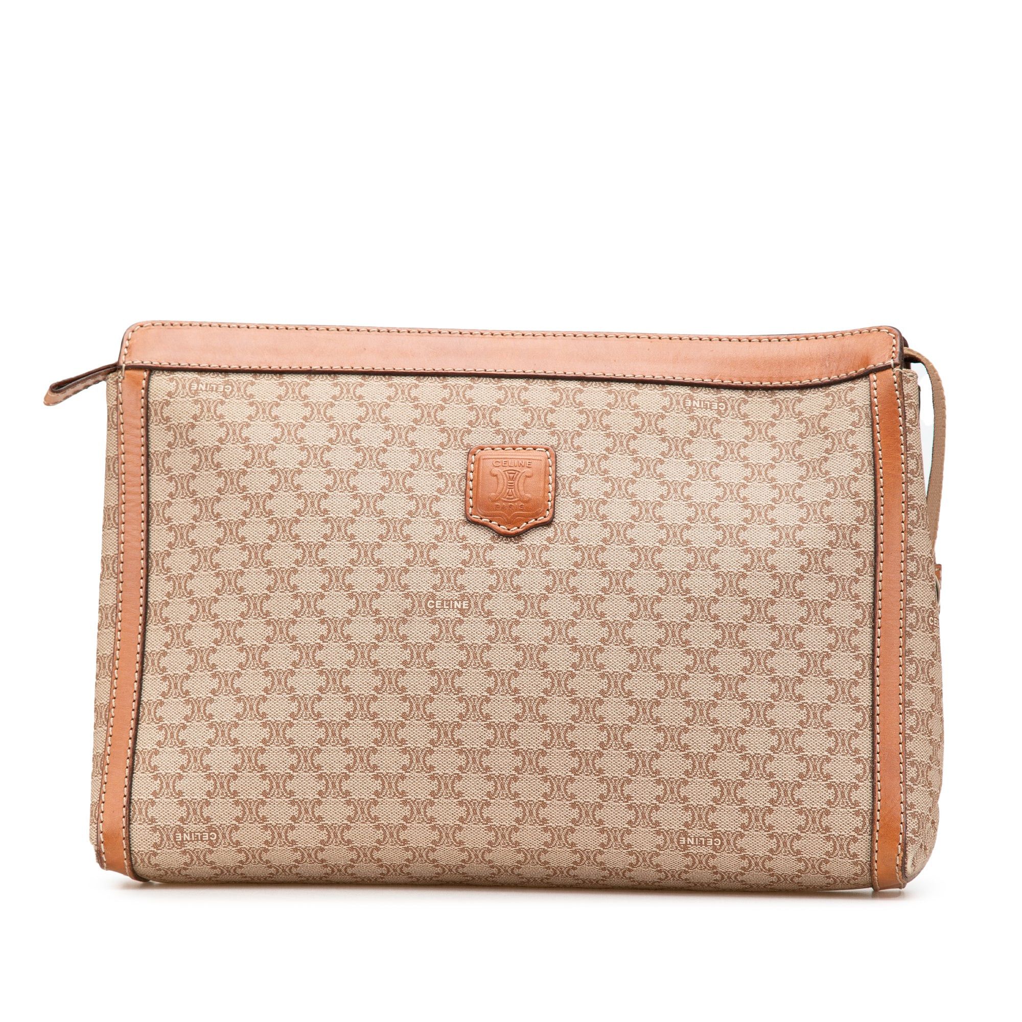 Celine Celine Macadam Coated Canvas Clutch Brown Size ONE SIZE - 1 Thumbnail