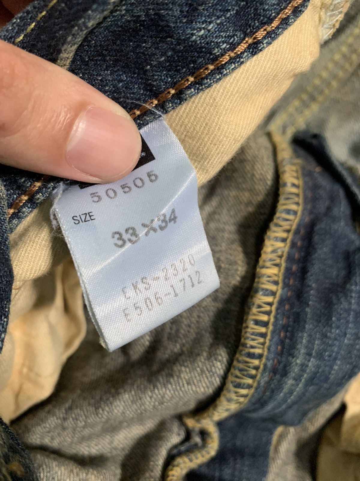 Kapital VINTAGE EDWIN 505Z BAGGY SELVEDGE RUSTY DISTRESSED DENIM Size US 35 - 20 Thumbnail