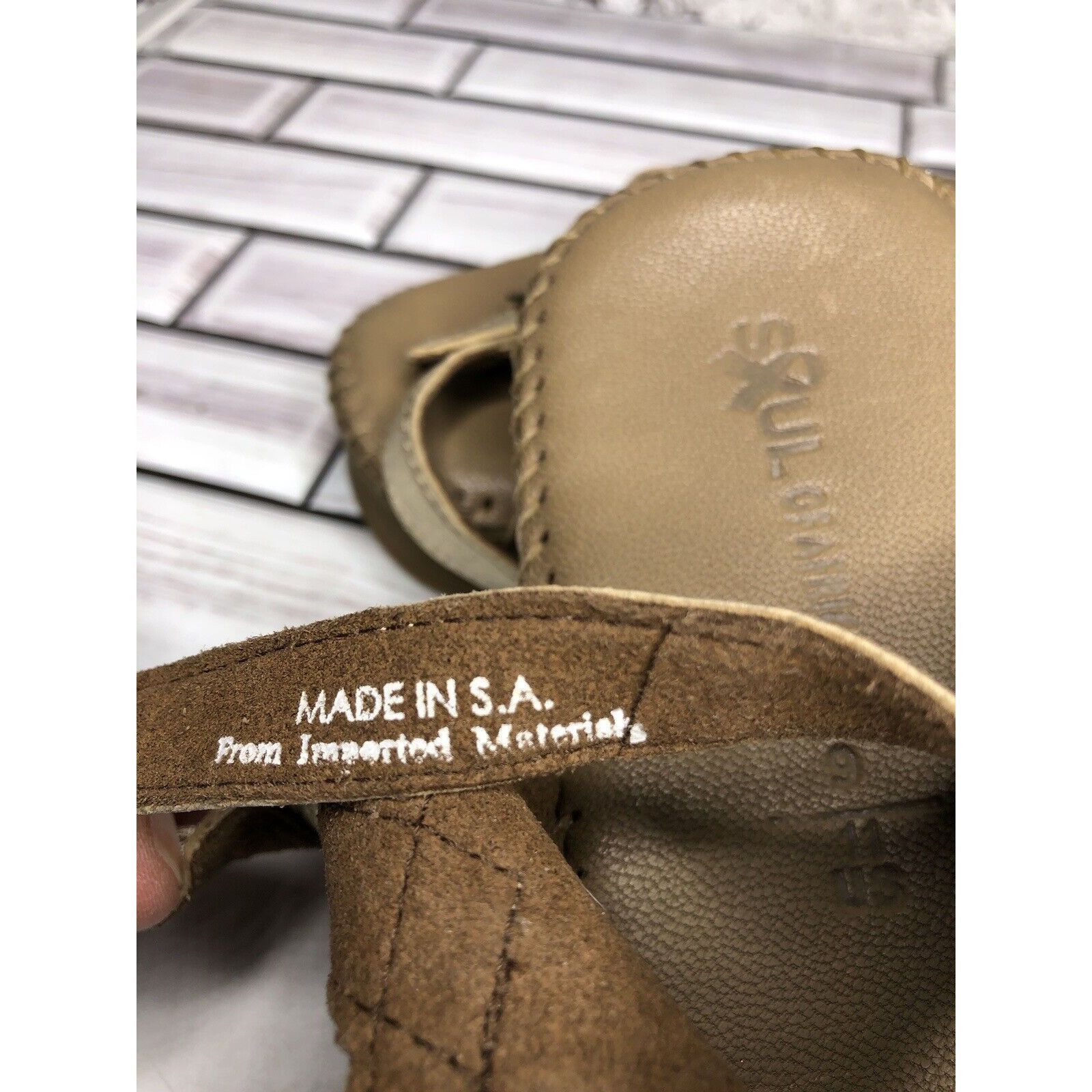 LITTLE AFRICA Soul of Africa Brown Leather Flower Ruffle Slingback Sandals Size US 11 / IT 41 - 10 Thumbnail
