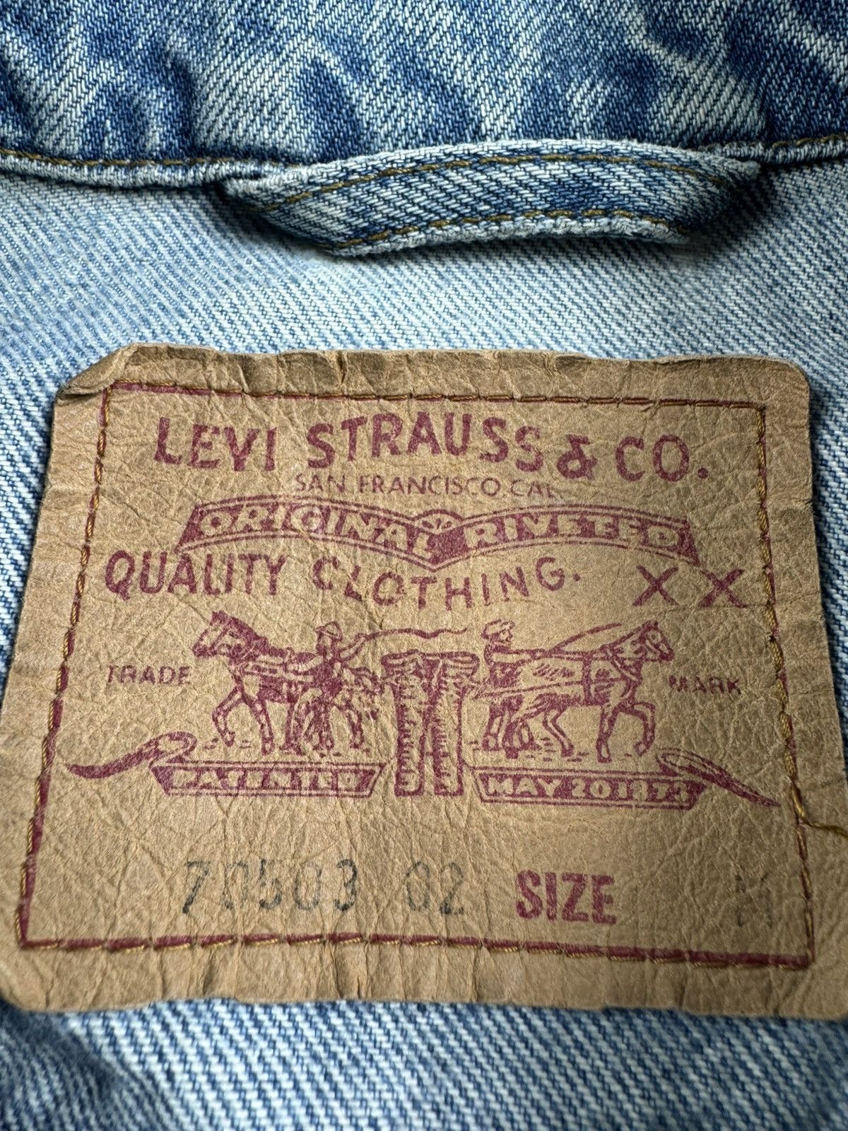 Levi's Levis Trucker Western Blue Men’s Large Pocket Vintage 90s Denim Jeans Jacket Size US L / EU 52-54 / 3 - 10 Thumbnail