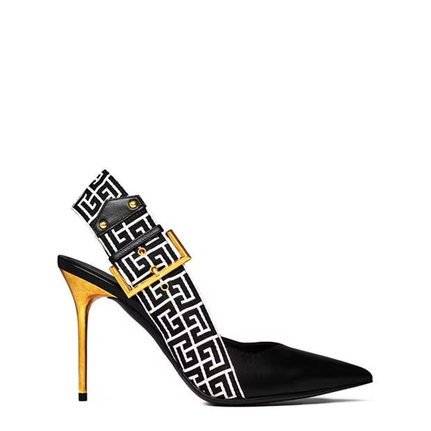 Balmain o1g2r1mq0924 Ruby Slngbck Pumps in Black & White Size US 8 / IT 38 - 1 Thumbnail