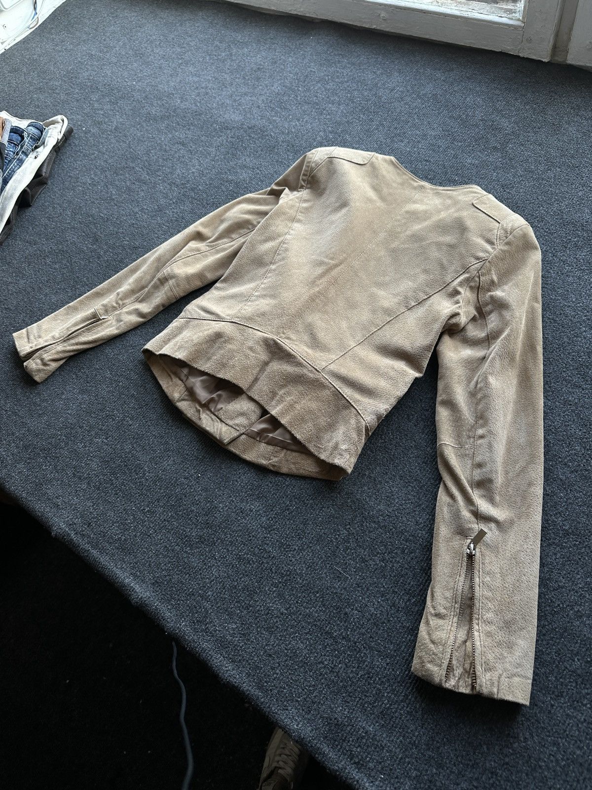 Other 🚨Y2K RICK OWENS TYPE DIRTY SLIM FIT ZIP LEATHER JACKET Size S / US 4 / IT 40 - 10 Thumbnail