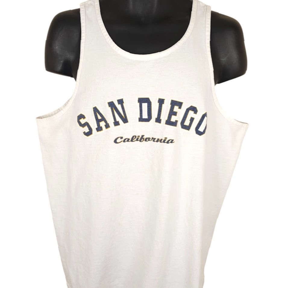 Vintage VINTAGE San Diego Tank Top Mens XL White 90s California Travel Destination Alstyle Apparel & Activewear Tank Top Crew Neck Sleeveless Cotton Size US XL / EU 56 / 4 - 2 Thumbnail