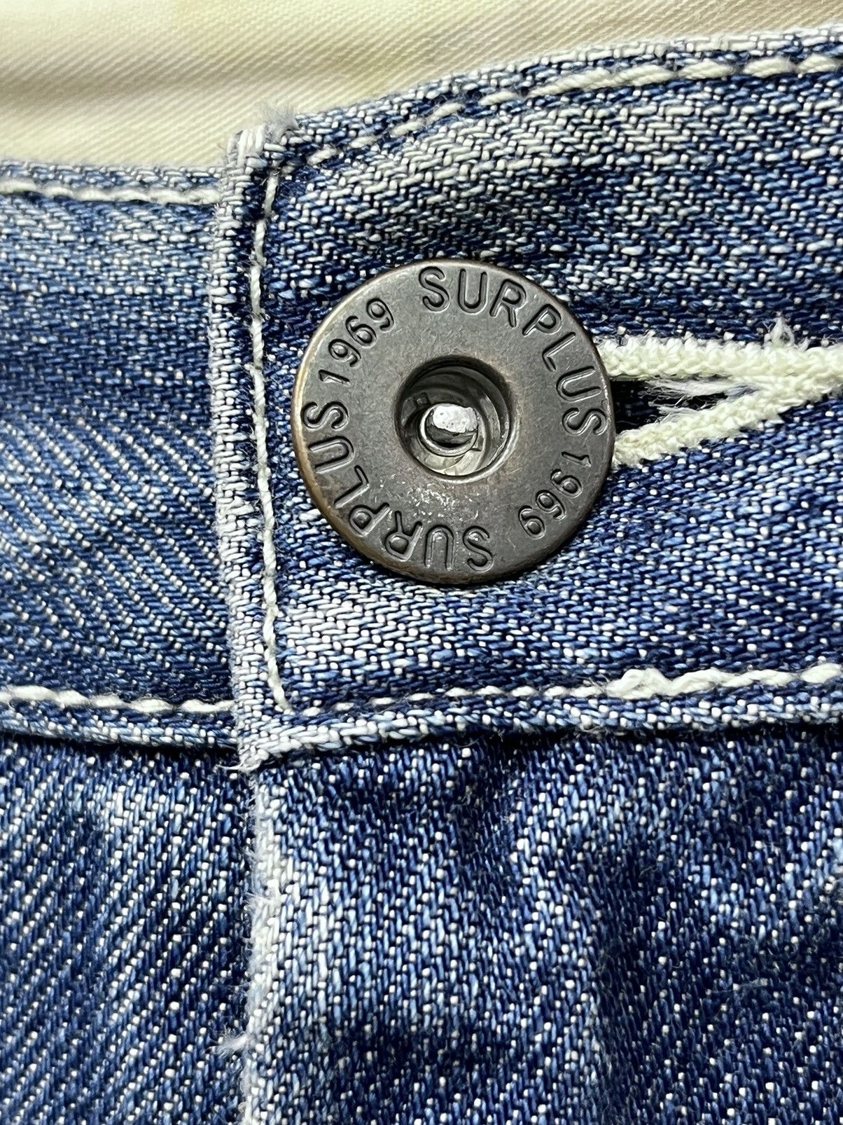 Craftsman FYE🔥90’s SURPLUS Double Knee Carpenter Natural Faded Denim Size US 33 - 10 Thumbnail
