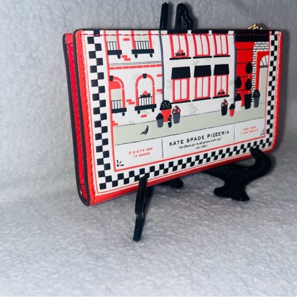 Kate Spade Kate Spade ♠️ Slice Pizza Shop 🍕Embossed Leather Small Sli Size ONE SIZE - 6 Thumbnail