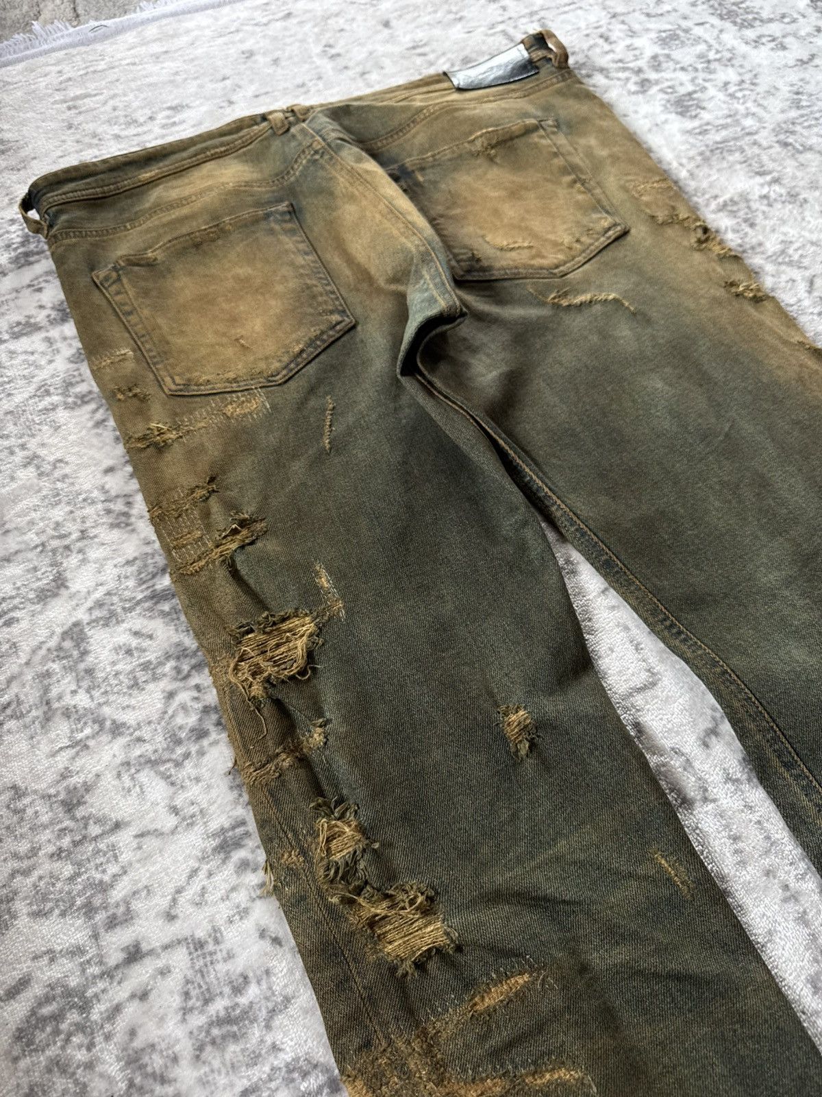Diesel Black Gold F/W 2015 Diesel Black Gold Distressed Mud Wash Stacked Jeans Size US 34 / EU 50 - 14 Thumbnail