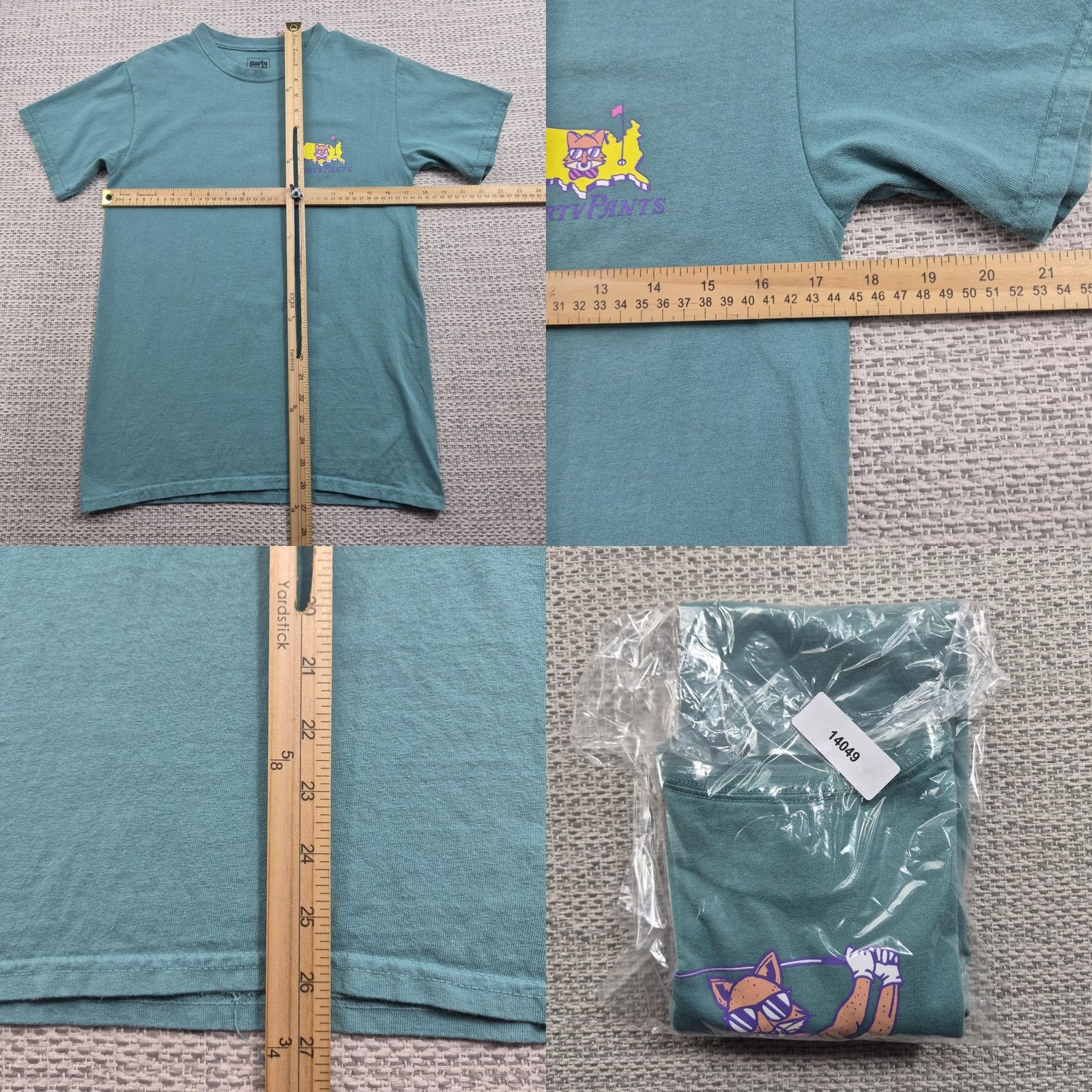 Vintage Party Pants Shirt Mens Small Green Golfing Cat USA Map Graphic Tee Back Print Size US S / EU 44-46 / 1 - 8 Thumbnail