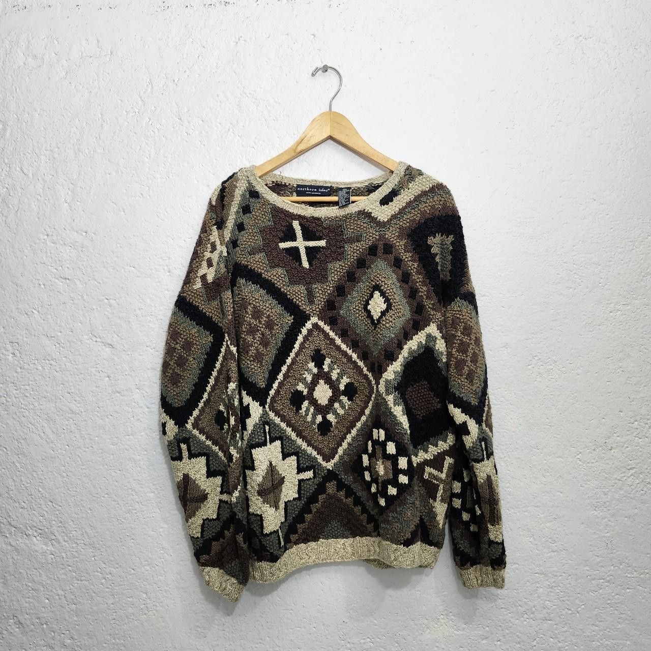 Other Sweater Vintage handknit Geometric Pattern Sweater Size US M / EU 48-50 / 2 - 1 Thumbnail