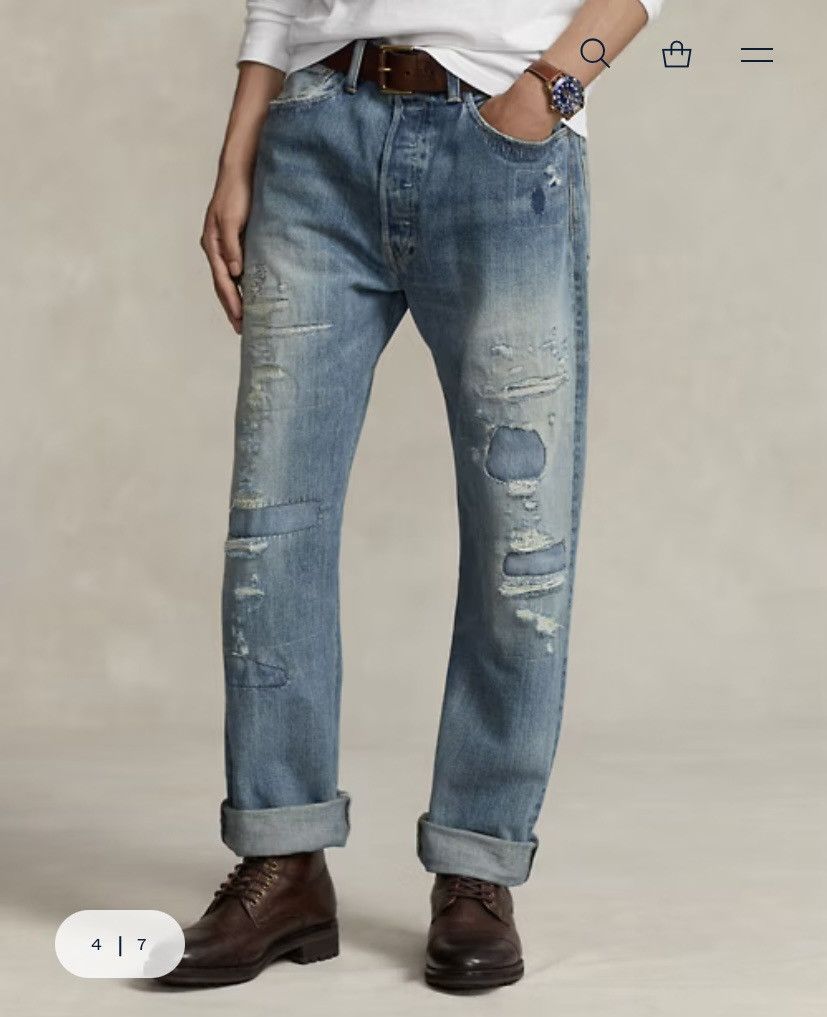 Polo Ralph Lauren Vintage classic fit distressed patch jeans Size US 30 / EU 46 - 2 Thumbnail