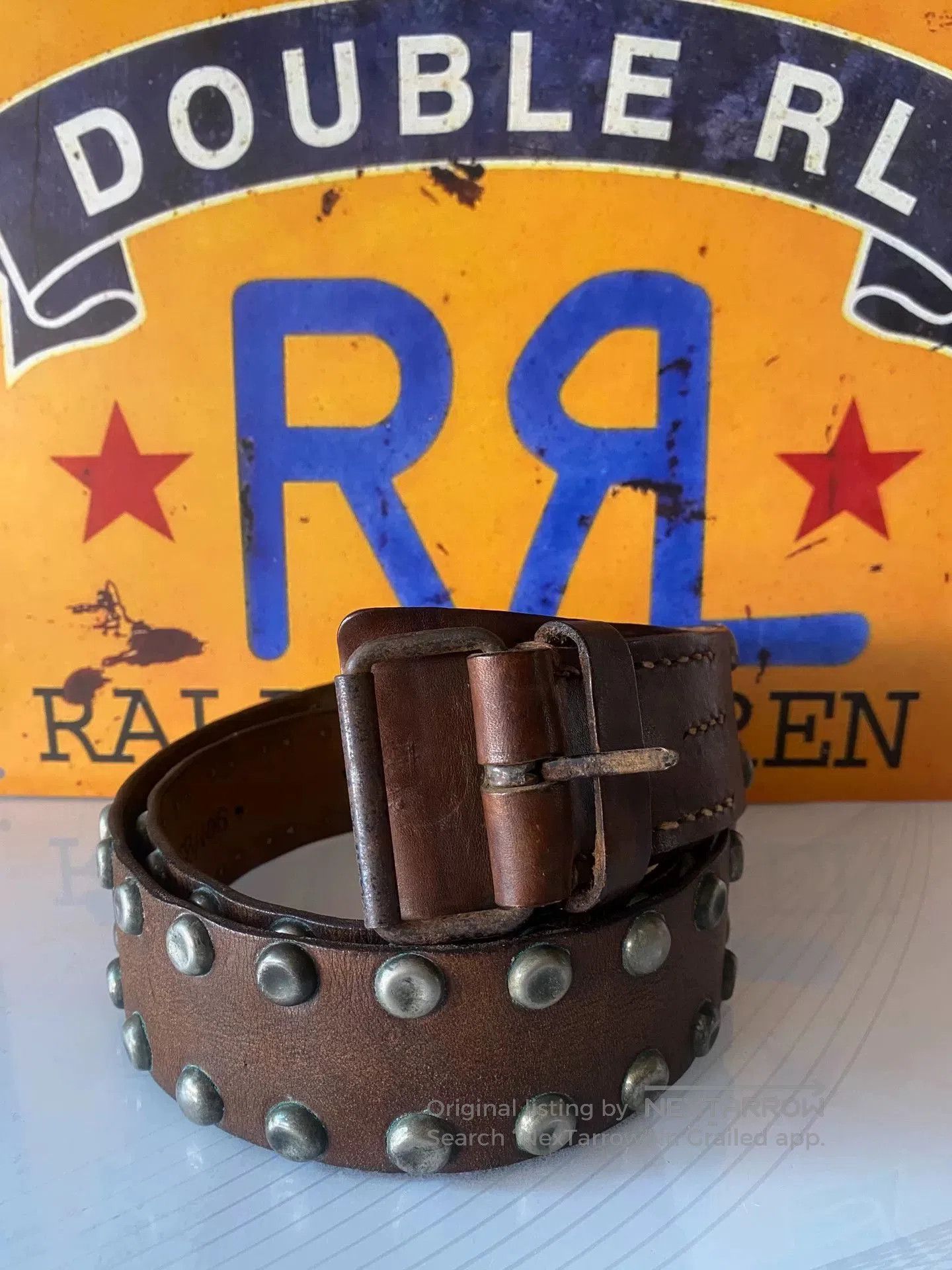 RRL Ralph Lauren Limited Edition Double RL Leather Belt. Size ONE SIZE - 1 Thumbnail