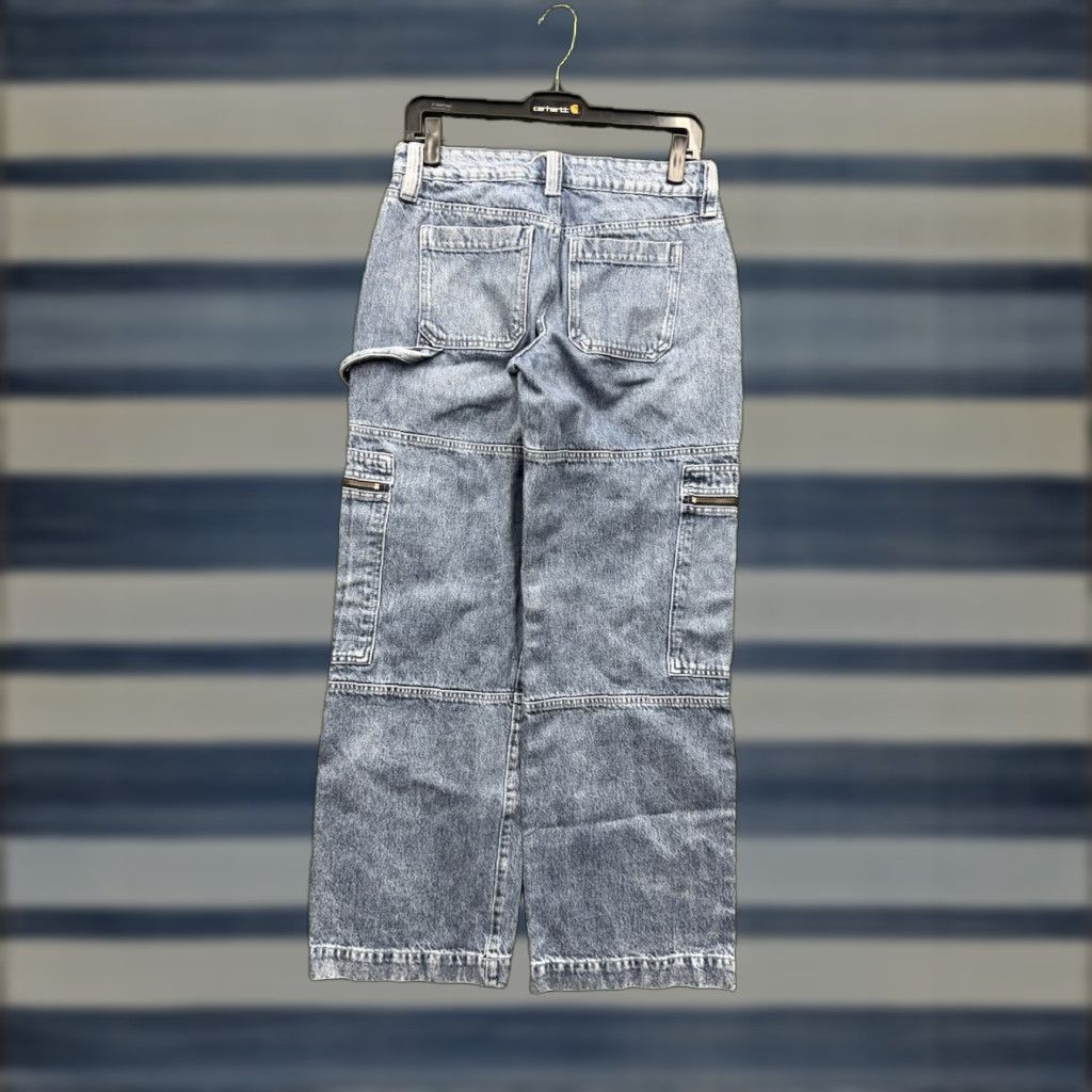 Garage Garage Denim Y2K Cargo Jeans Womens 26 Wide-Leg Baggy Skater Zip Pockets Denim Blue Cargo Pocket Distressed Pockets High Rise Button Zip Womens Jeans Size 26" / US 2 / IT 38 - 1 Thumbnail