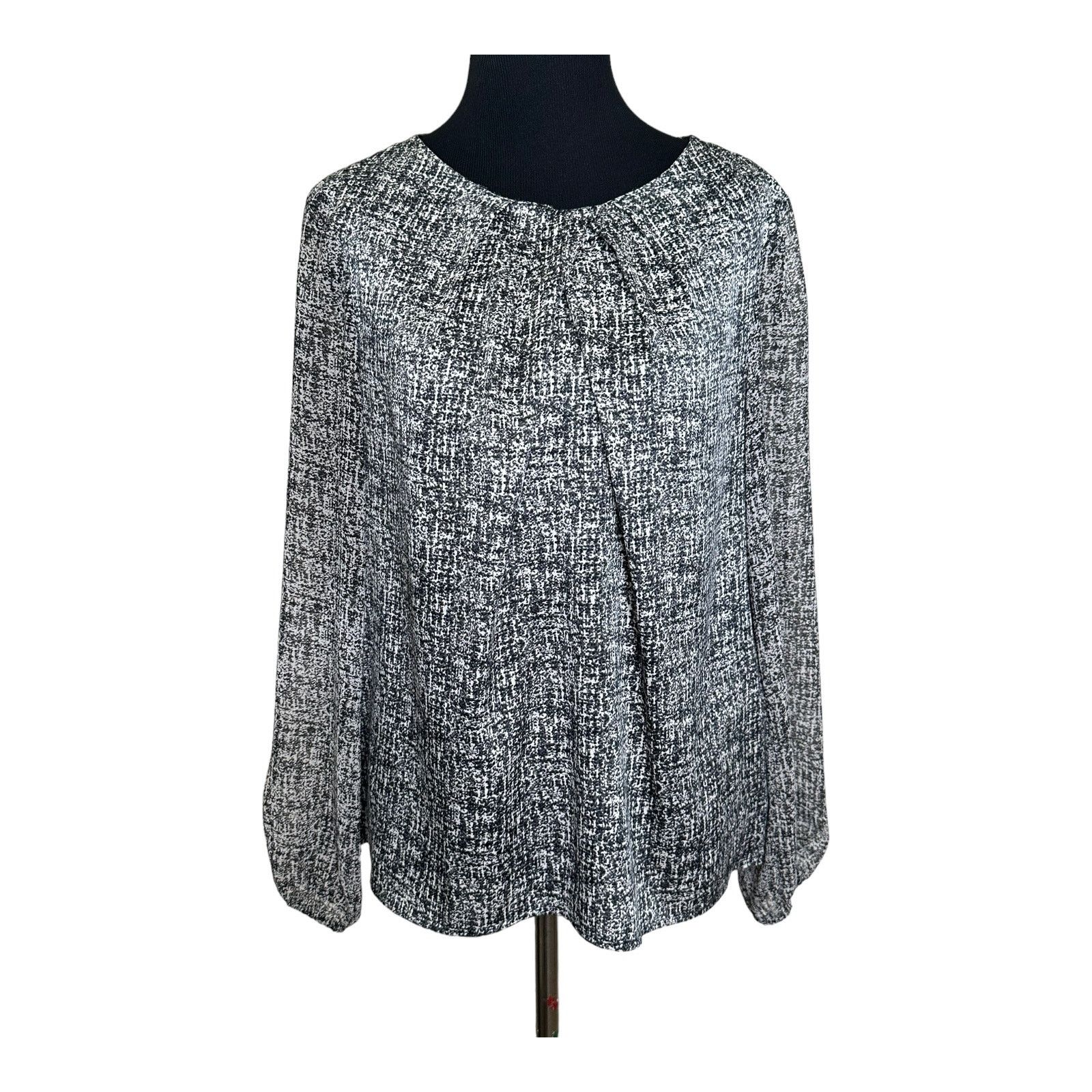 Ann Taylor Ann Taylor black gray printed long sleeves blouse size MP Size M / US 6-8 / IT 42-44 - 10 Thumbnail
