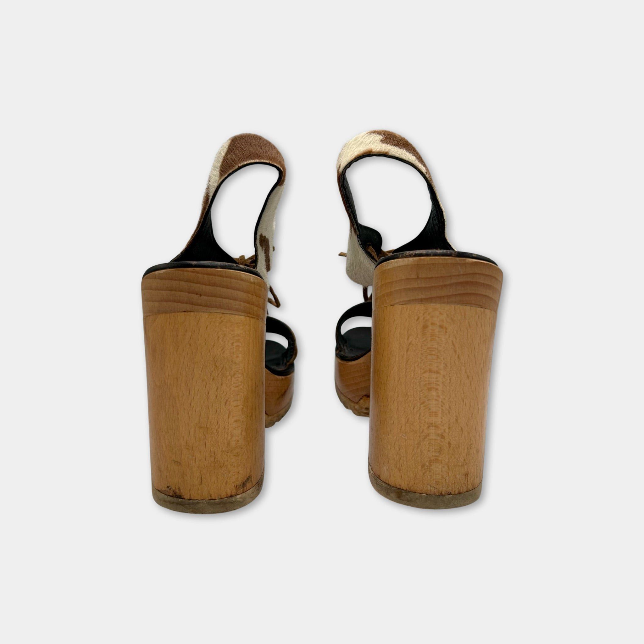 Miu Miu Miu Miu SS98 Cow Pony Fur Block Heel Sandals. Size US 8 / IT 38 - 5 Thumbnail