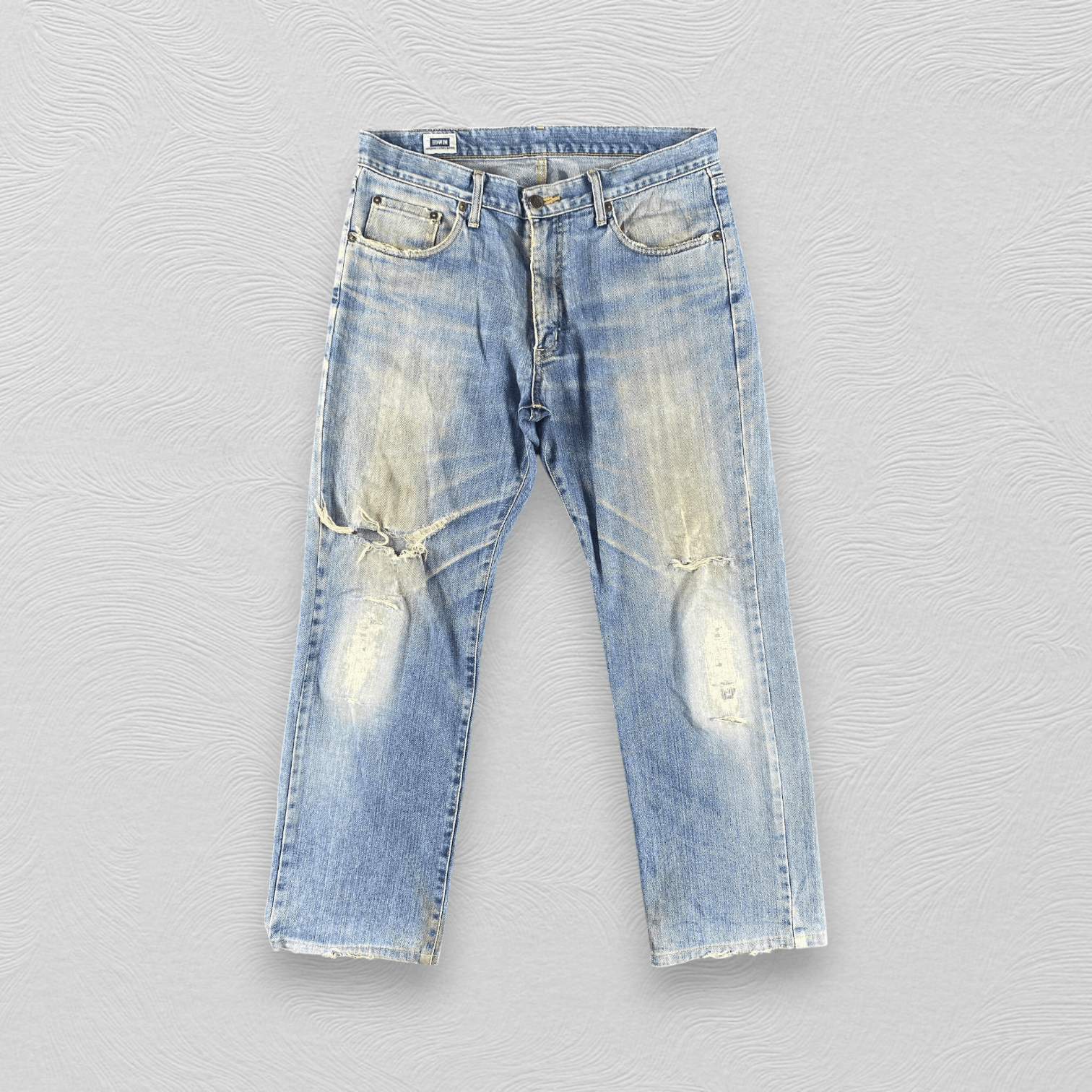 Edwin Vintage Edwin Jeans Distress Faded Blue Denim KJ3410 Size US 33 - 1 Thumbnail
