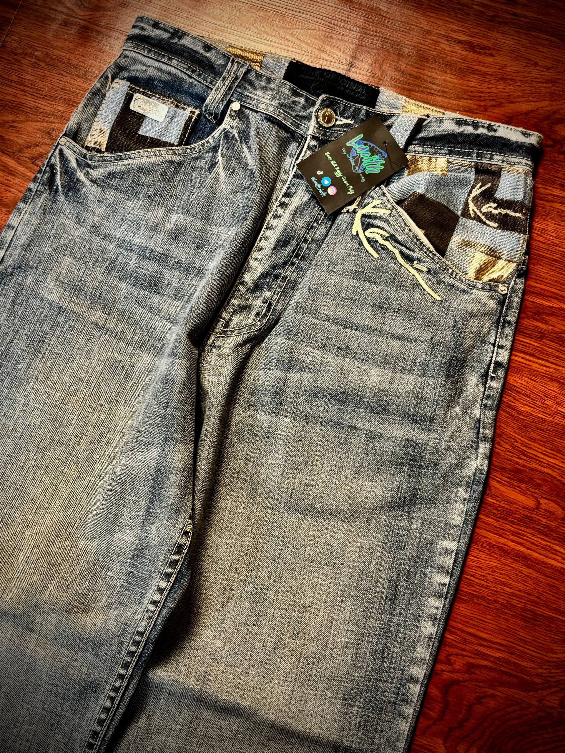 JNCO Vintage 90s Karl Kani Big Logo Patchwork Back Hit Denim Pant Size US 30 / EU 46 - 3 Thumbnail