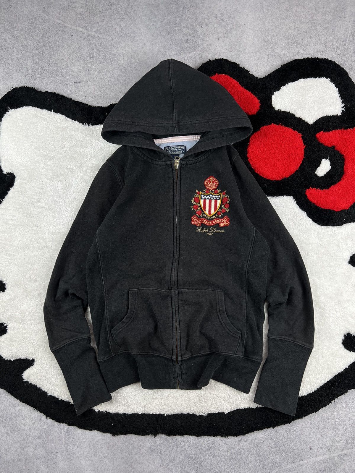 Other Vintage Polo Ralph Lauren Faded Full Zip Y2K Hoodie Size S / US 4 / IT 40 - 1 Thumbnail