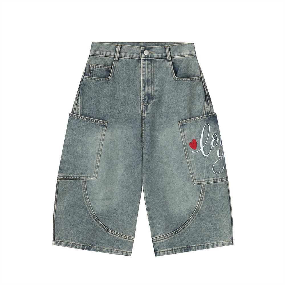 Japanese Brand × Vintage Vintage washed distressed embroidered pocket denim shorts Size US 32 / EU 48 - 1 Thumbnail