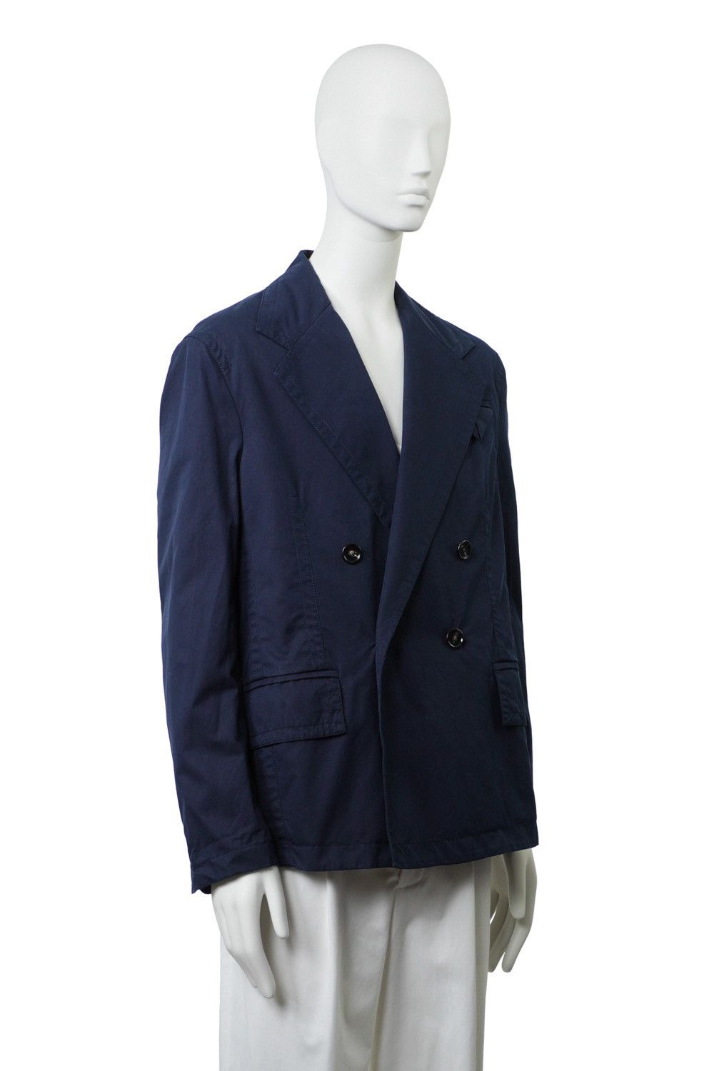 Bottega Veneta BOTTEGA VENETA Navy Twill Double-breasted Blazer Size 46R - 7 Thumbnail
