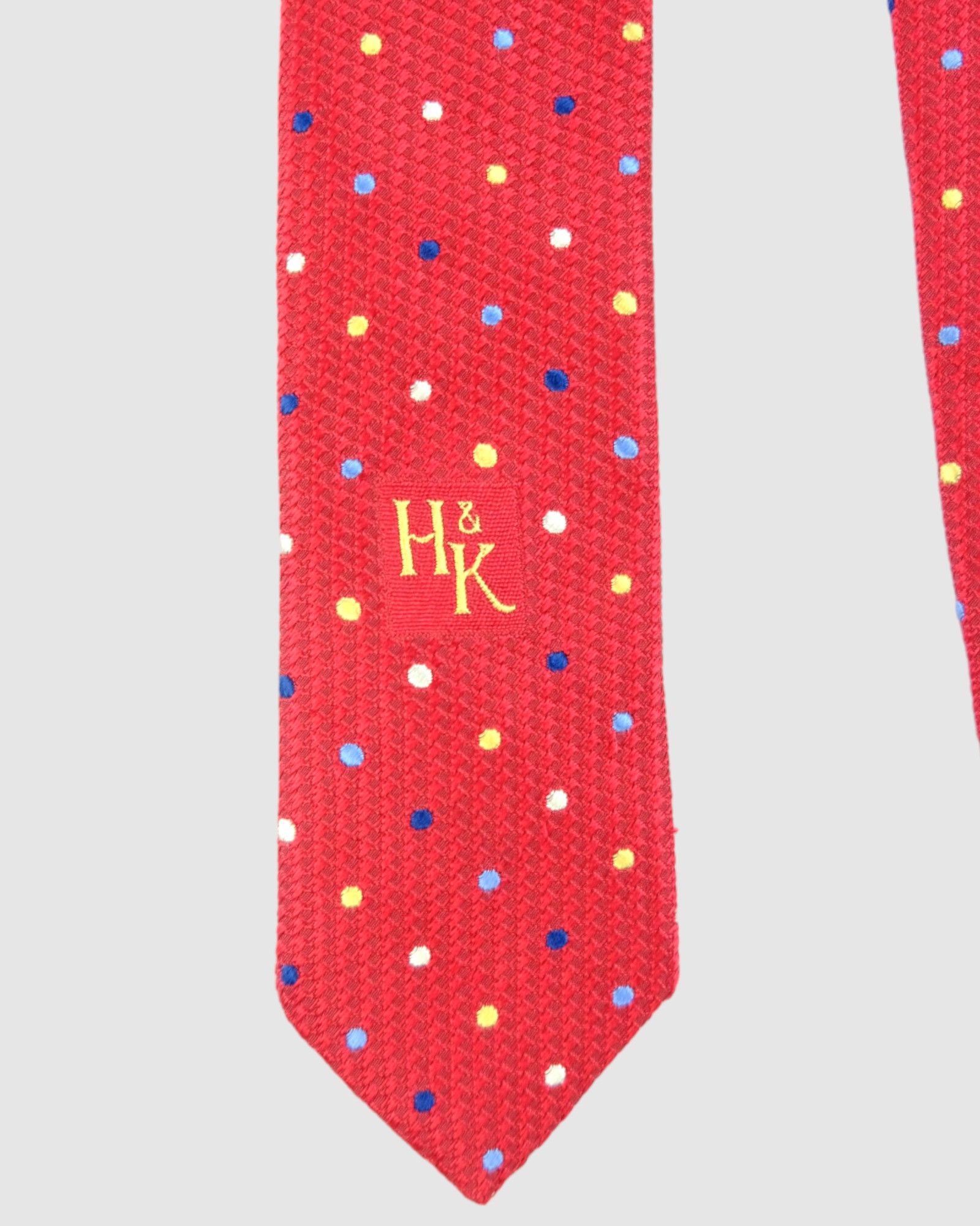 Hilditch & Key Multi-coloured Polka Dot 100% Woven Silk Tie Size ONE SIZE - 4 Thumbnail