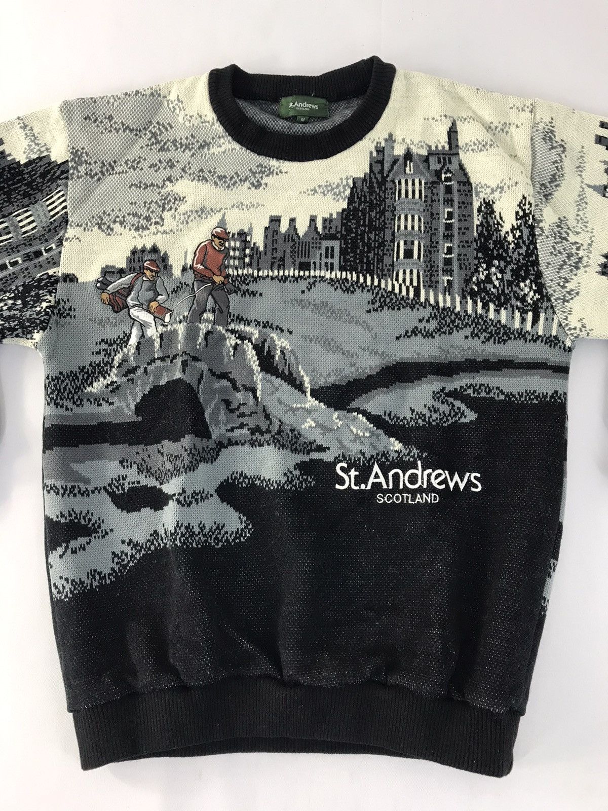 Vintage 90s St Andrew Scotland Landscape Golf Knitwear Wool Sweater Size US M / EU 48-50 / 2 - 3 Thumbnail