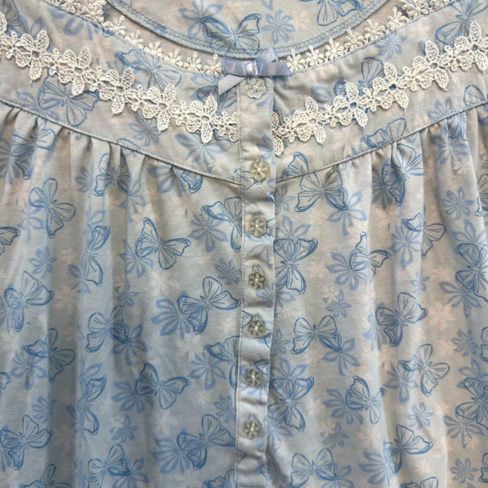 Vintage Y2K Vintage Nightgown Sleep Dress Large Blue Grandma Cottagecore Prairie Nightie Ladies Womens Nightgown Nightdress Jasmine Rose L Blue Size L / US 10 / IT 46 - 4 Thumbnail