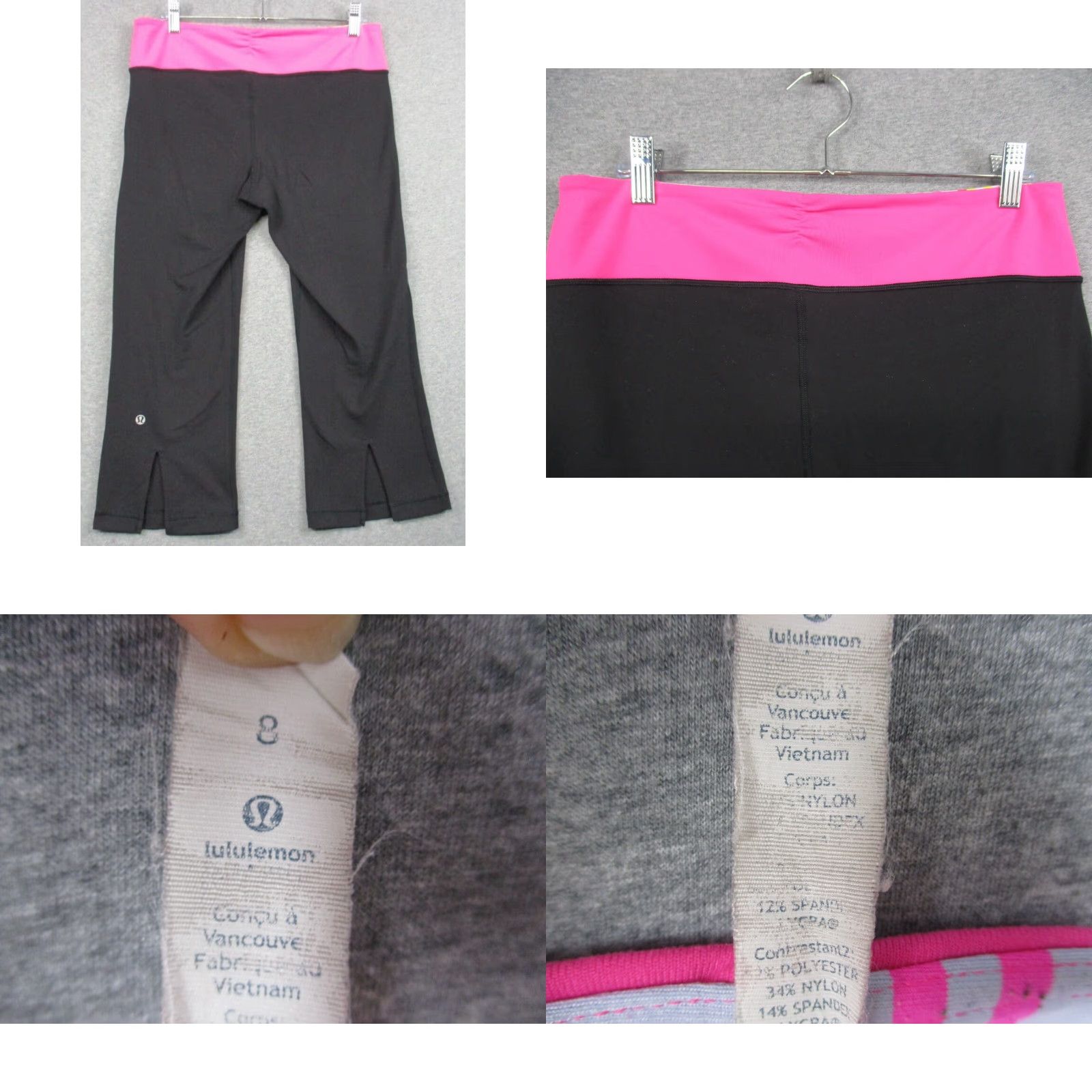 Lululemon Lululemon Capri Pants 8 Womens Slit Cropped Activewear Black Pink Waistband Logo Pants Women 8 Pink Slit Cropped Capri Logo Activewear Size 30" / US 8 / IT 44 - 8 Thumbnail