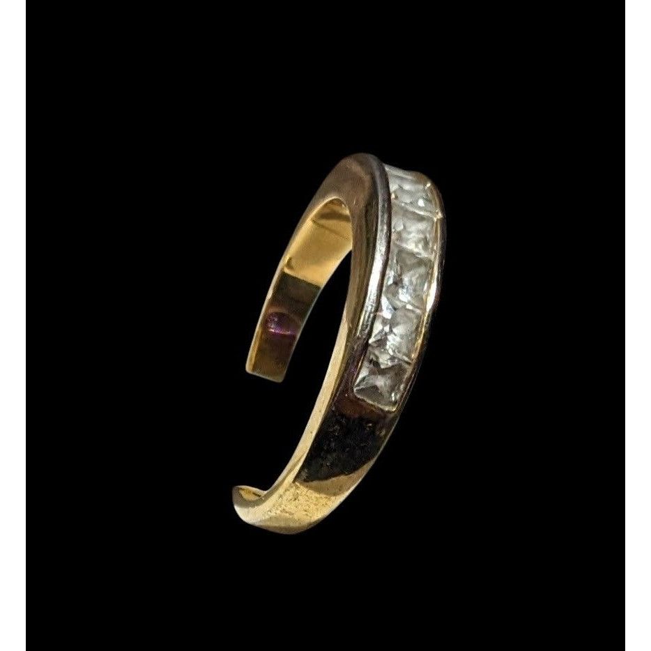 Other Elegant Signed Gold Tone Ring With Clear Gems Size ONE SIZE - 4 Thumbnail