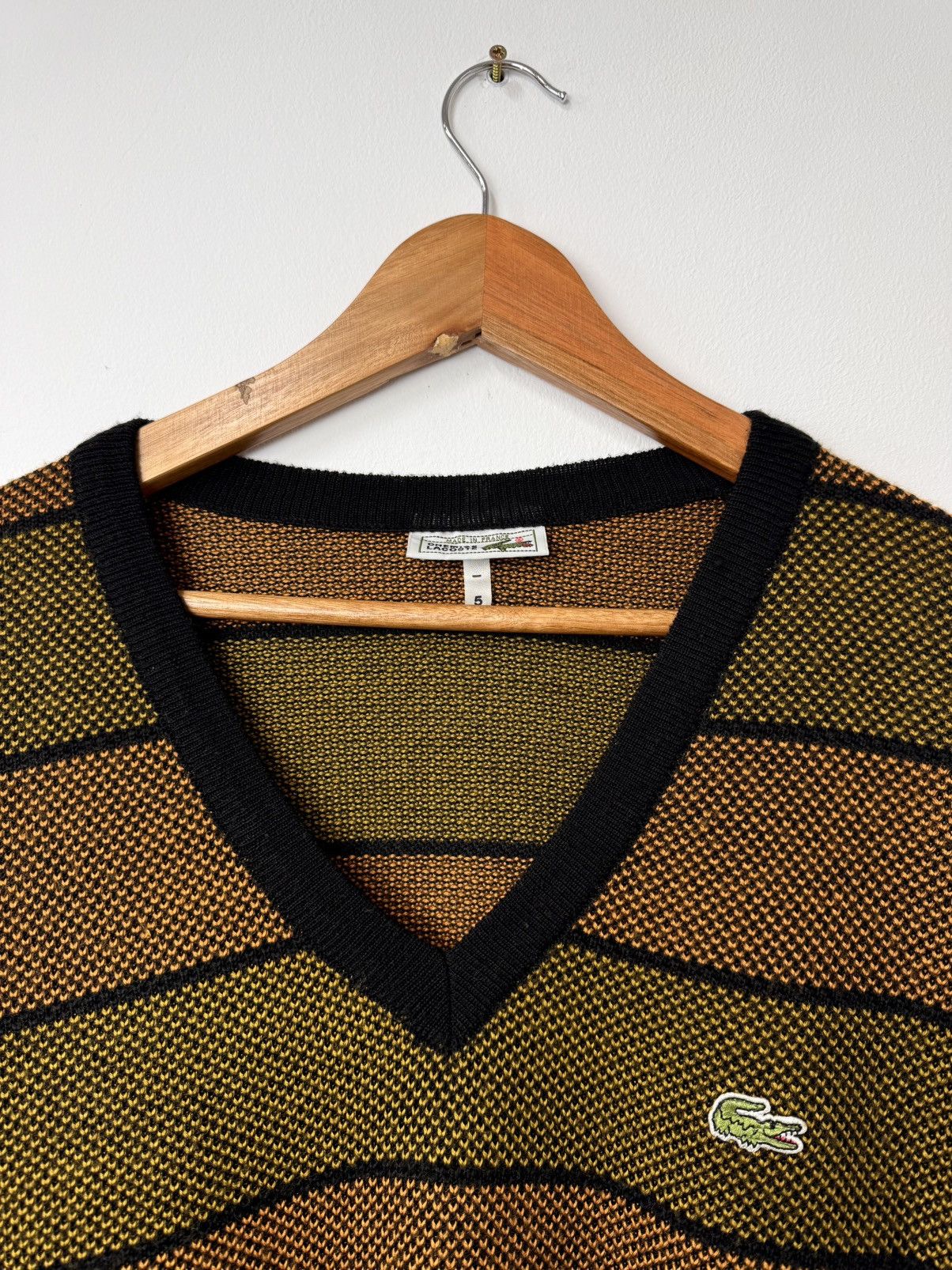 Lacoste Lacoste Men 90s-00s Vintage Knit V-neck Brown/Black Size L Size US L / EU 52-54 / 3 - 3 Thumbnail
