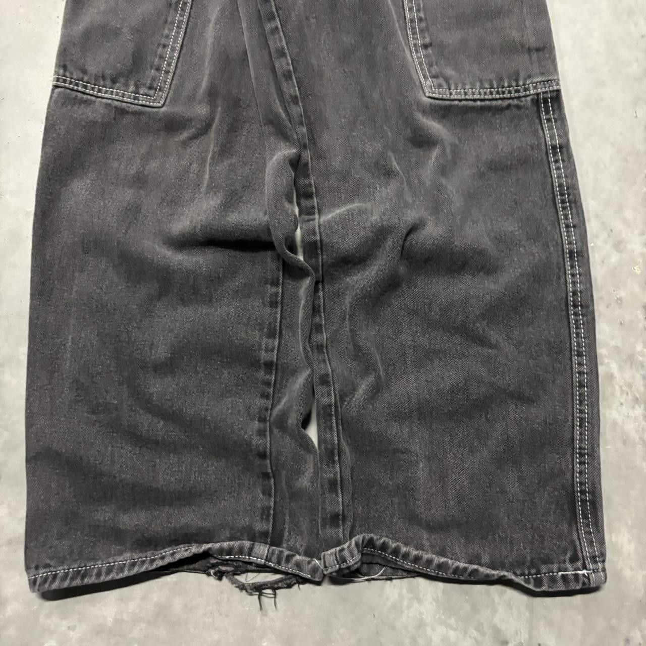Japanese Brand × Vintage Crazy Vintage Y2K/2000s Baggy Black Embroidered Streetwear Skater Cargo Jeans! Size US 26 / EU 42 - 6 Thumbnail
