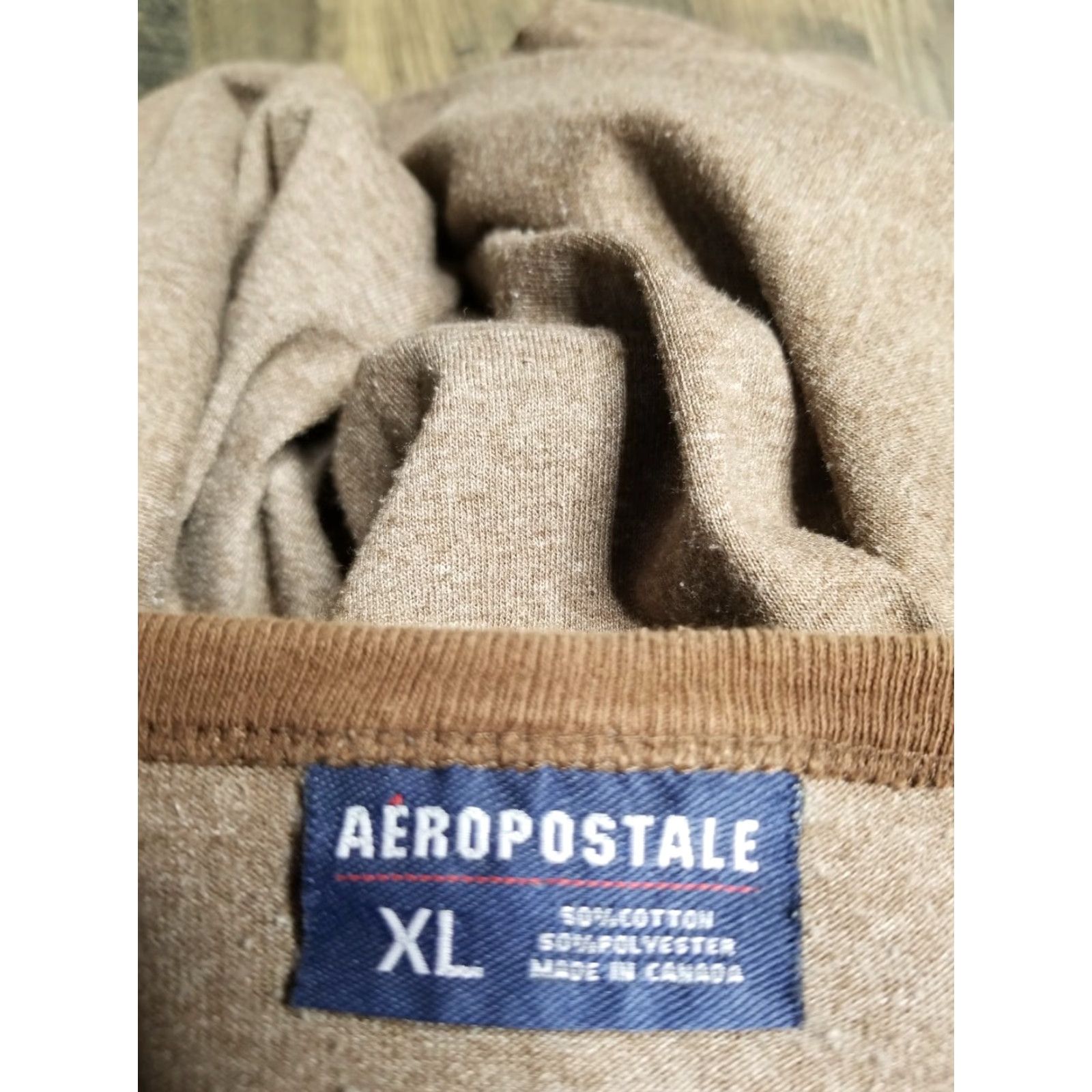 Aeropostale VINTAGE Aeropostale Men's XL T-shirt Brooklyn Graphic Ringer Distressed Crew Neck Short Sleeve Cotton Brown Size US XL / EU 56 / 4 - 4 Thumbnail