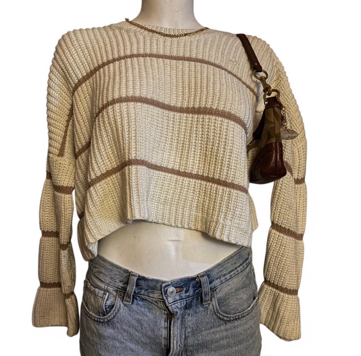 Other White & Brown Oversized Striped Sweater Size S / US 4 / IT 40 - 1 Thumbnail