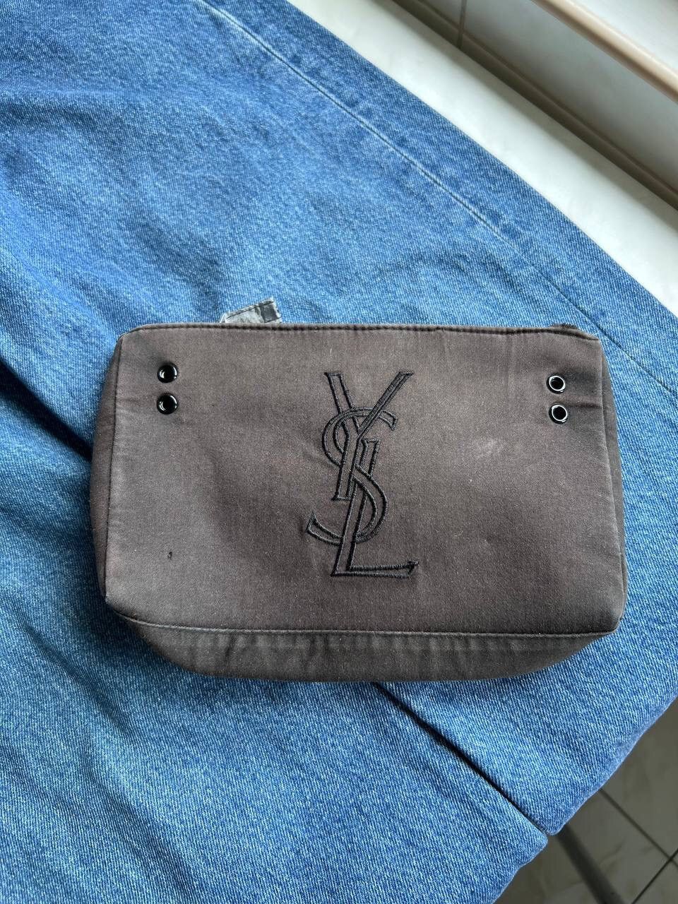 Vintage × Yves Saint Laurent Yves Saint Laurent YSL big pouch cosmetic bag used faded Size ONE SIZE - 1 Thumbnail