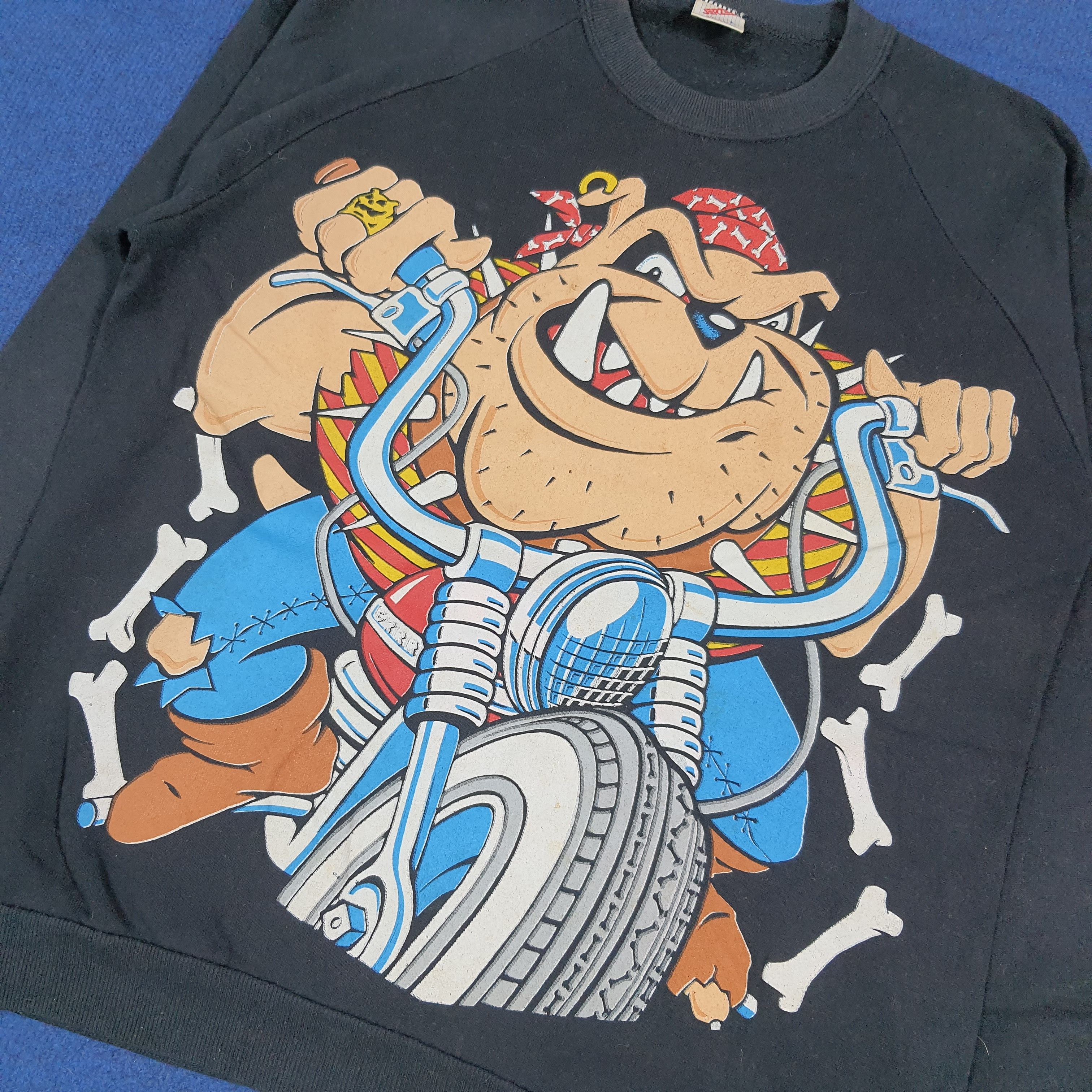 Jerzees Vintage 90s Jerzees Biker Bulldog Sweatshirt C283N4 Size US M / EU 48-50 / 2 - 2 Thumbnail