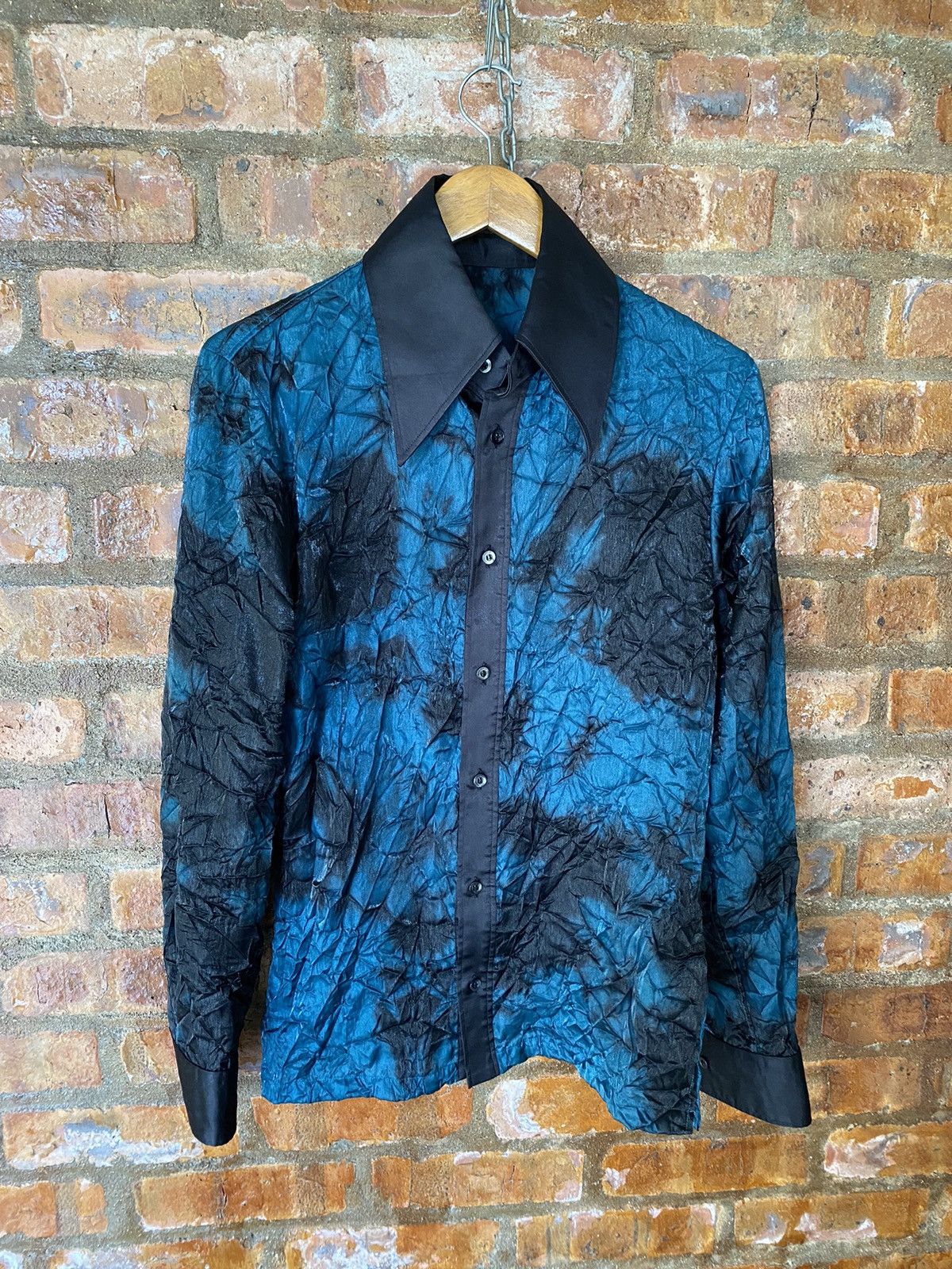 14th Addiction × 5351 POUR LES HOMMES × Japanese Brand 1990s Marble wrinkle vampire shirt Size US M / EU 48-50 / 2 - 2 Thumbnail