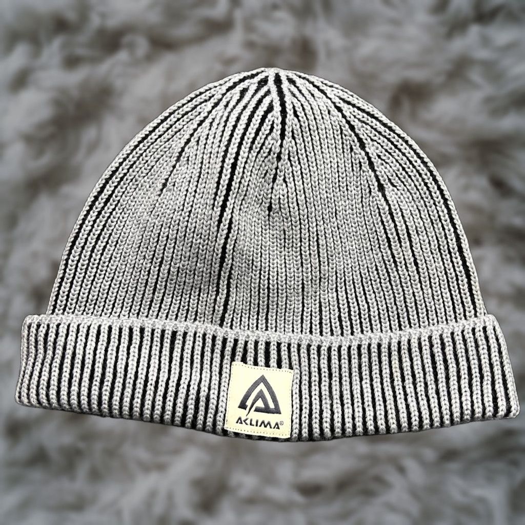 Vintage ACLIMA Beanie Hat One Size OS 100% Merino Wool Gray Black Ribbon Cuffed Ullvang Ulvang Unisex Adults Beanie Wool Knit Size ONE SIZE - 1 Thumbnail