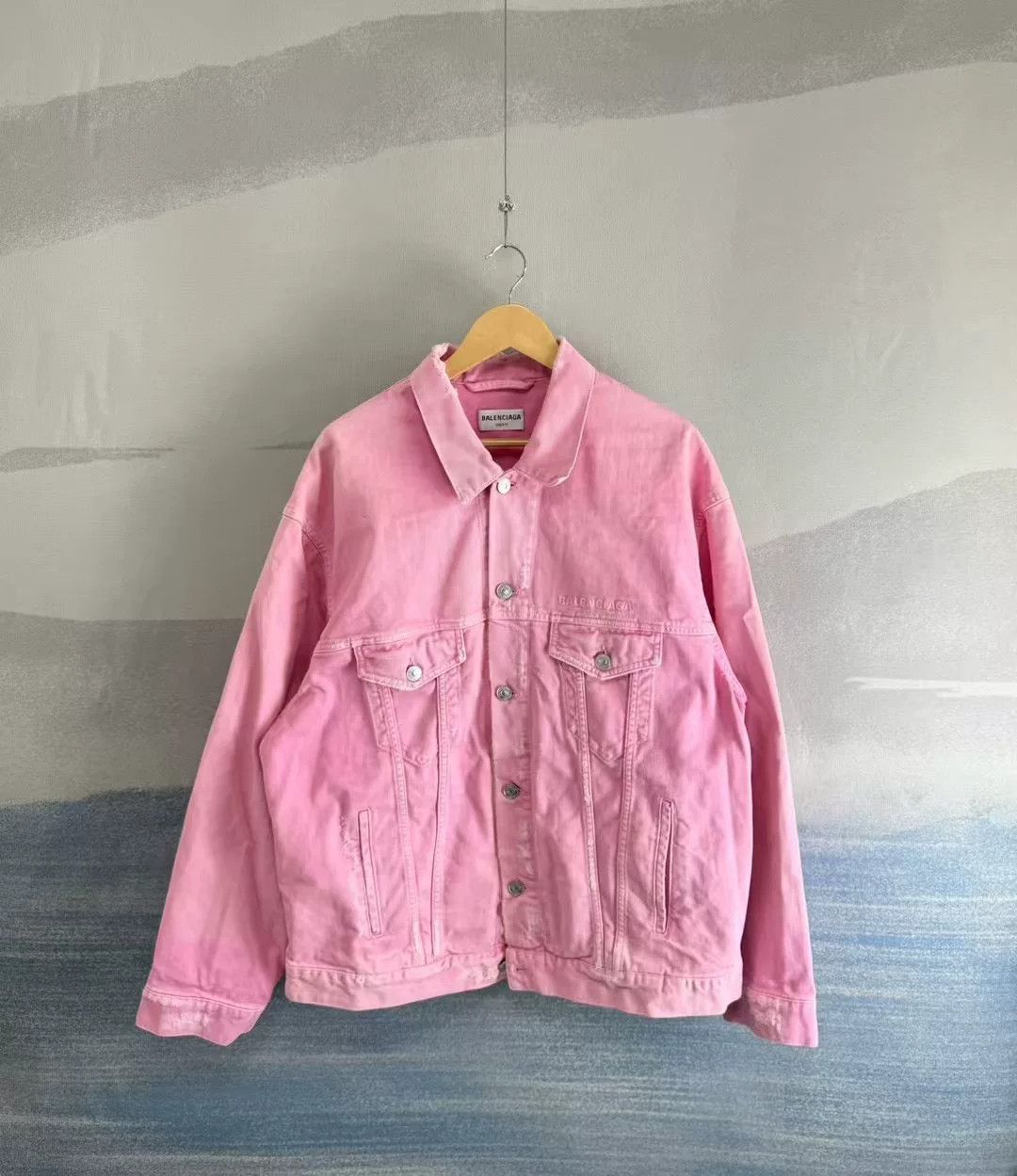 Balenciaga Balenciaga Pink Distressed Denim Jacket Size US S / EU 44-46 / 1 - 1 Thumbnail
