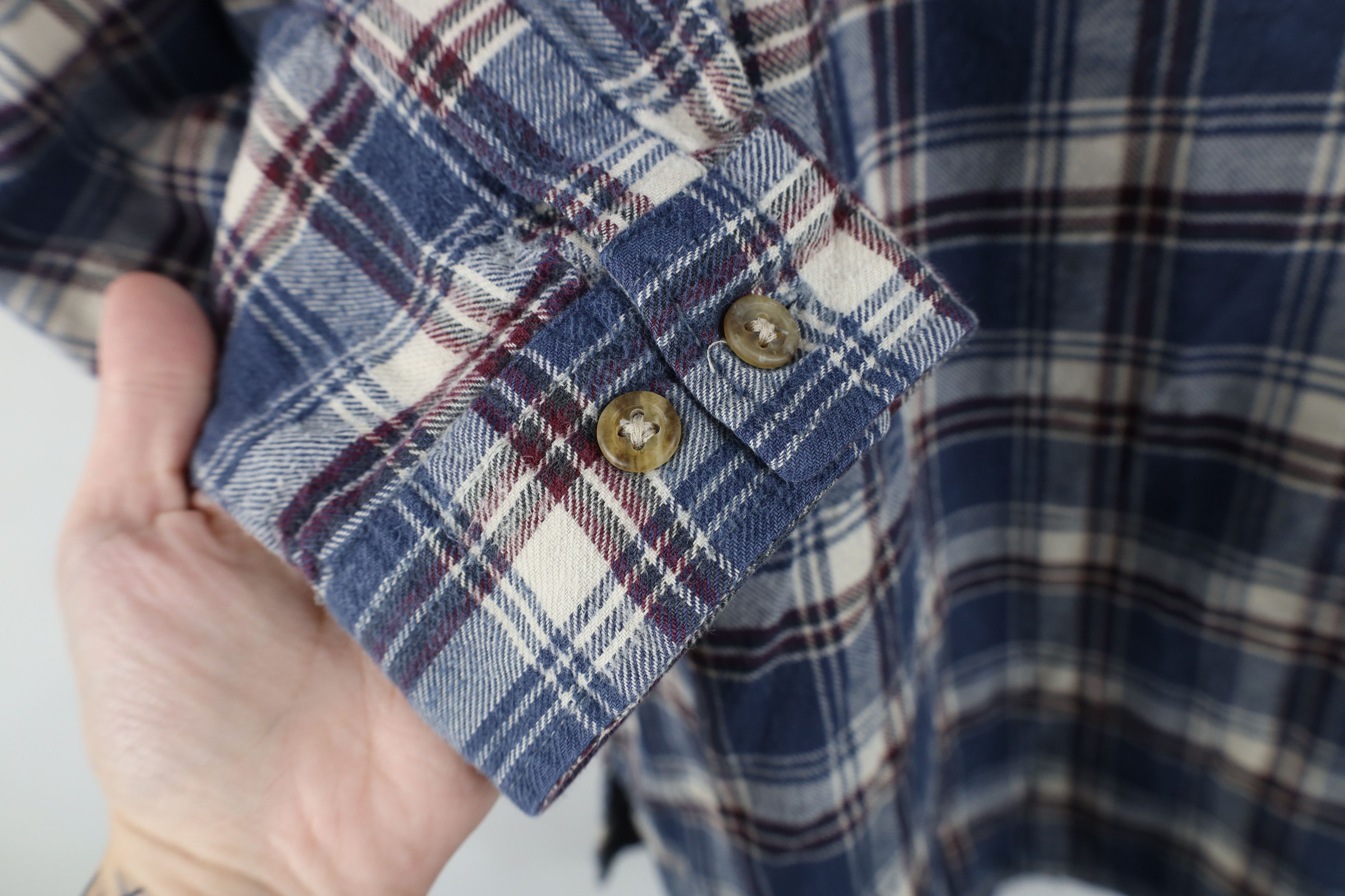 Vintage Vintage 90s Streetwear Flannel Half Zip Pullover Polo Shirt Size US L / EU 52-54 / 3 - 6 Thumbnail