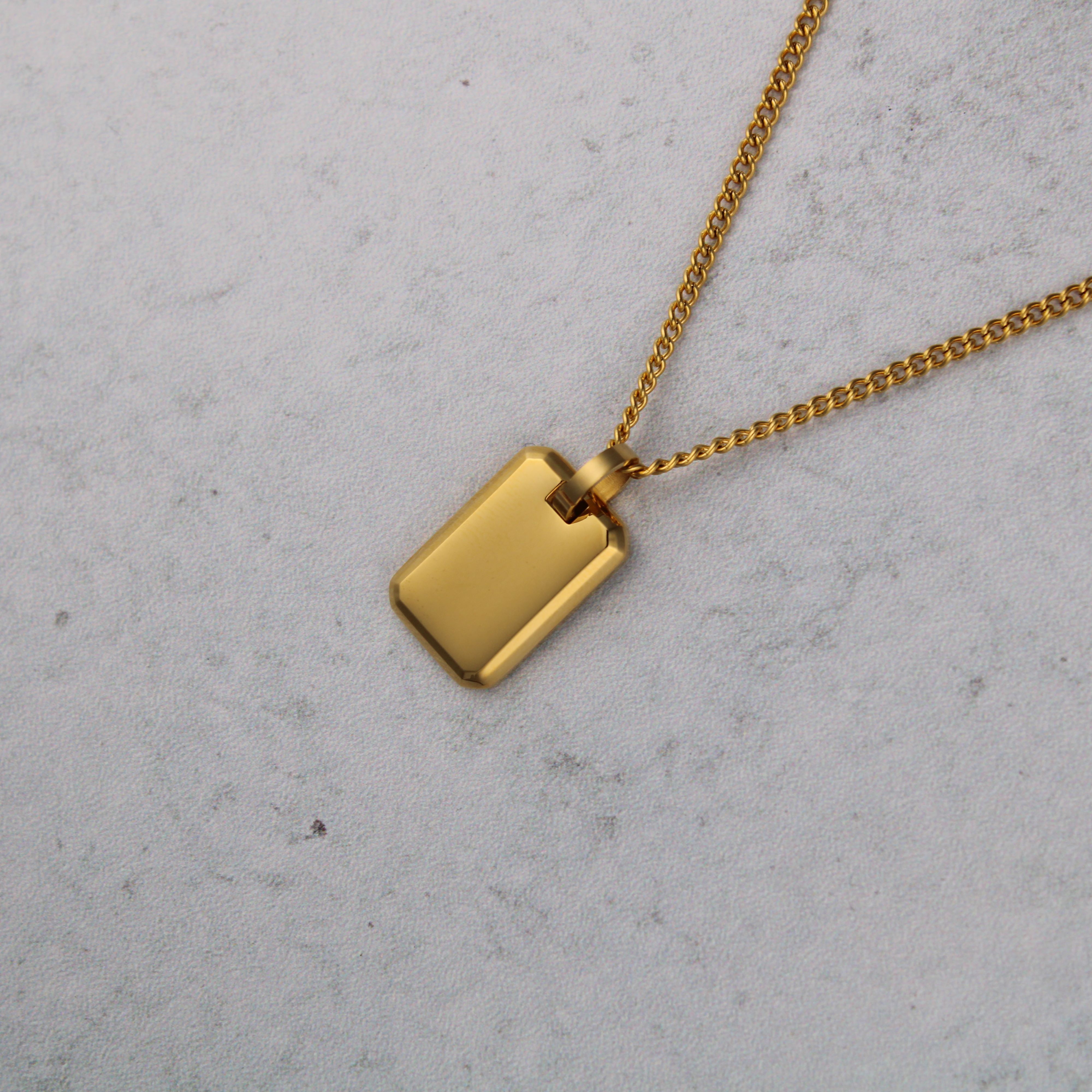 Jewelry Gold Mini Dog Tag Pendant Chain Necklace Size ONE SIZE - 5 Thumbnail
