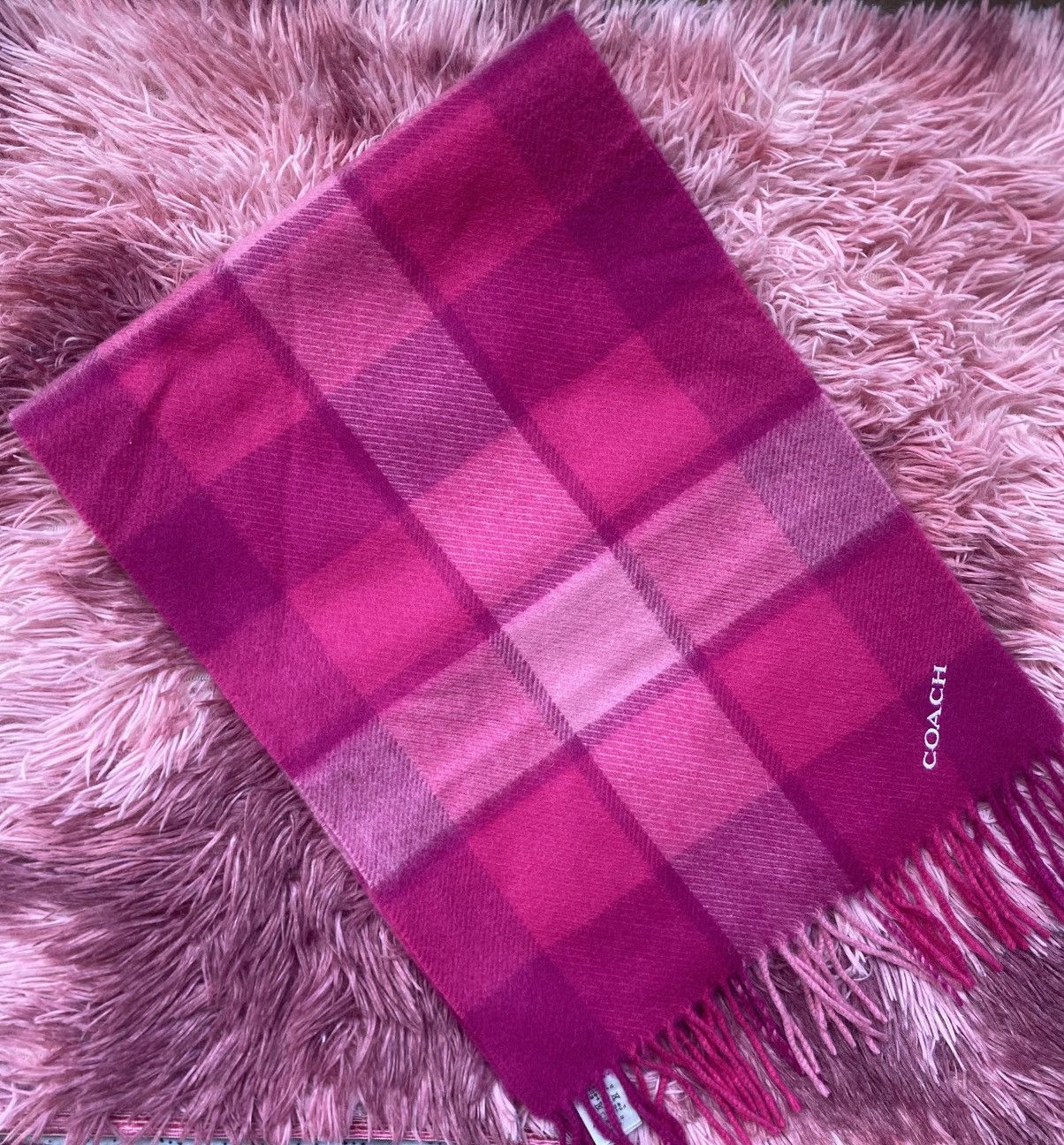 Coach Coach Check Pink Pattern Scarves Size ONE SIZE - 1 Thumbnail