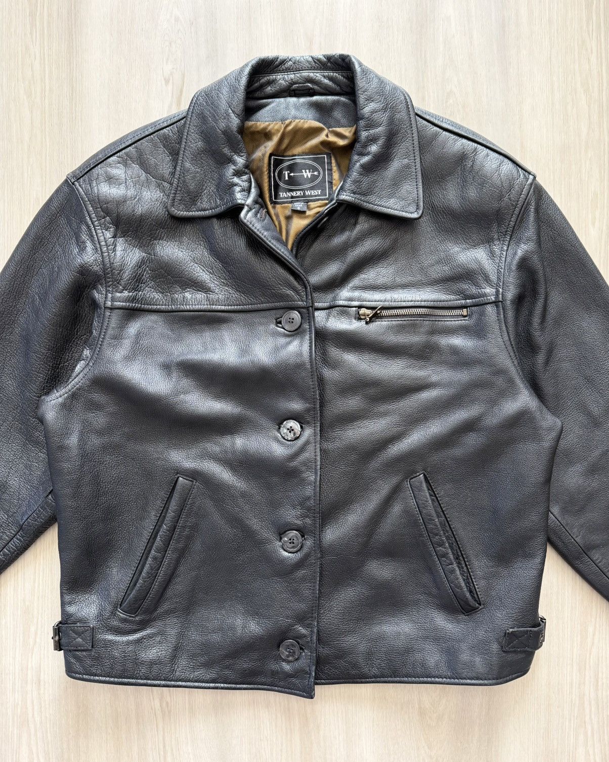 Tannery West Vintage Tannery West Button Front Leather Jacket Sz S Size S / US 4 / IT 40 - 2 Thumbnail