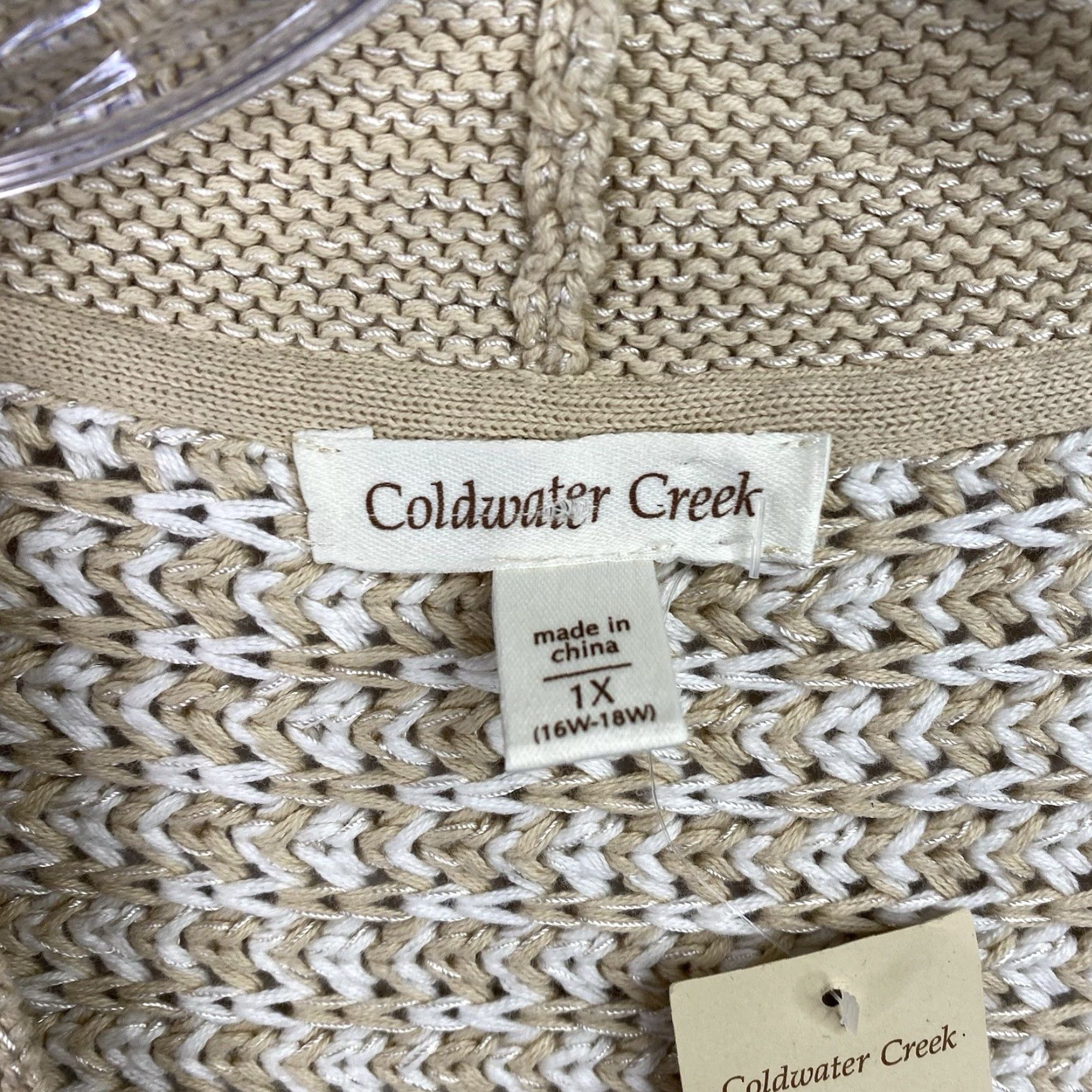 Coldwater Creek VINTAGE Coldwater Creek Cardigan Sweater Women 1X Beige Ombre Crochet Open NWT Size XL / US 12-14 / IT 48-50 - 3 Thumbnail