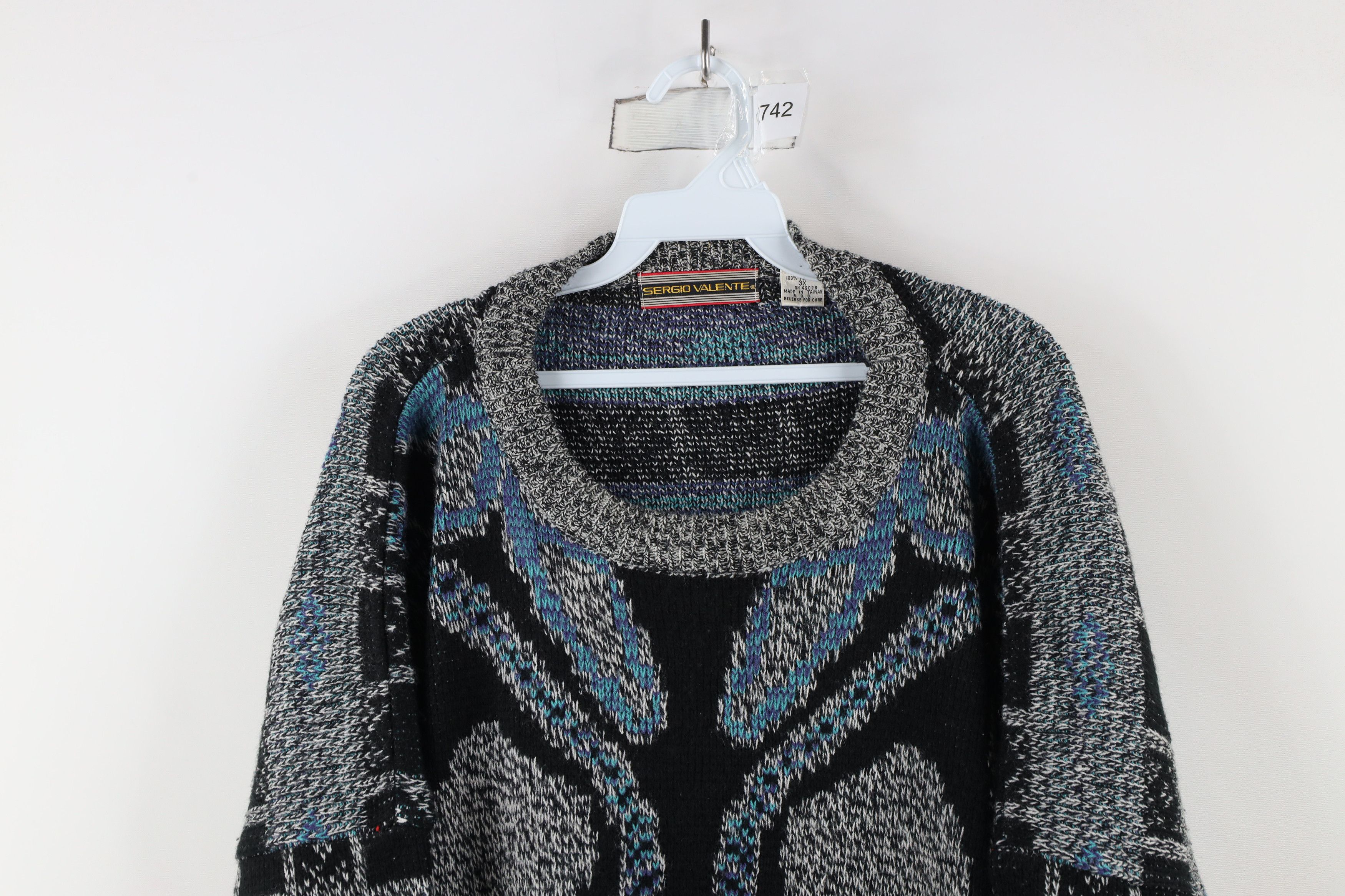 Vintage Vintage 90s Coogi Style Geometric Knit Crewneck Sweater Size US XXL / EU 58 / 5 - 2 Thumbnail